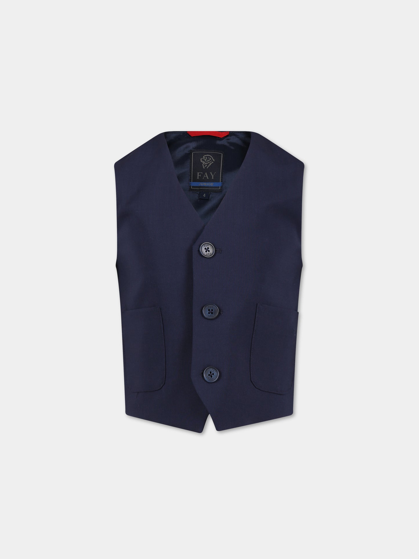 Panciotto blu per bambino con logo,Fay Kids,FS2Q02 I0142 621