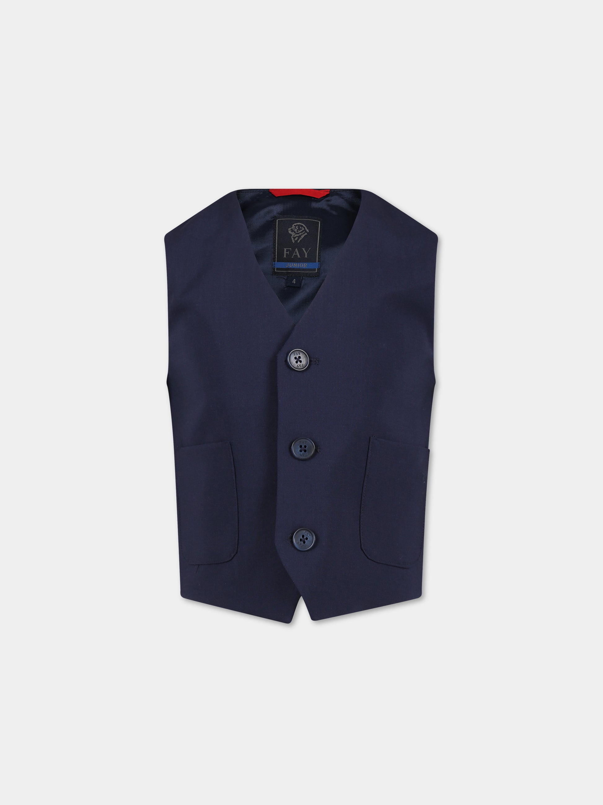 Panciotto blu per bambino con logo,Fay Kids,FS2Q02 I0142 621