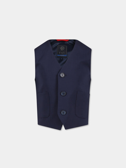 Panciotto blu per bambino con logo,Fay Kids,FS2Q02 I0142 621