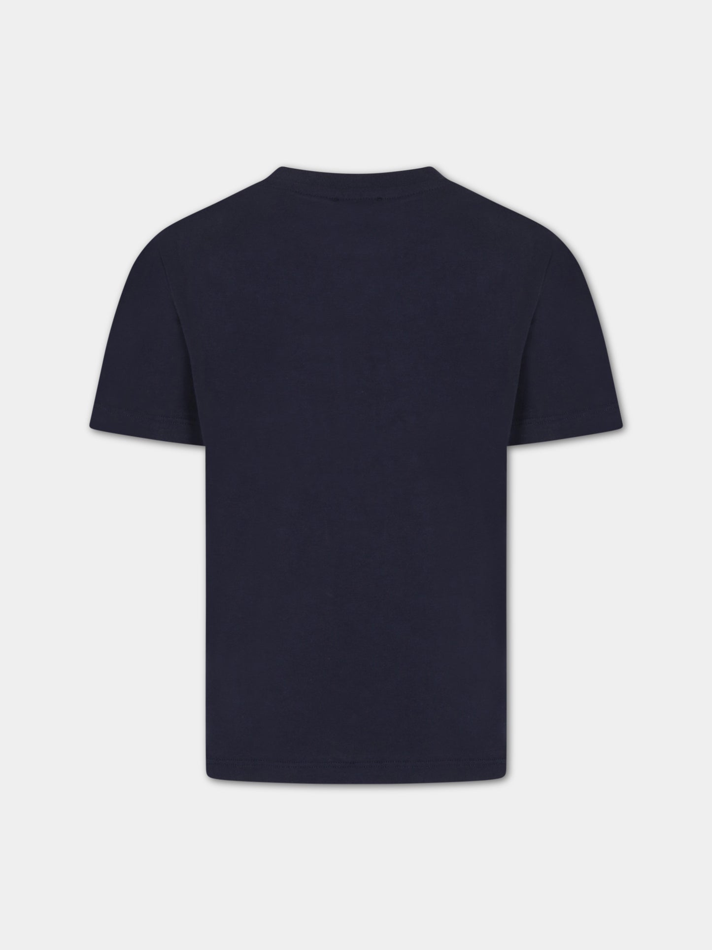 T-shirt blu per bambino con taschino e logo,Fay Kids,FS8P51 Z1173 621
