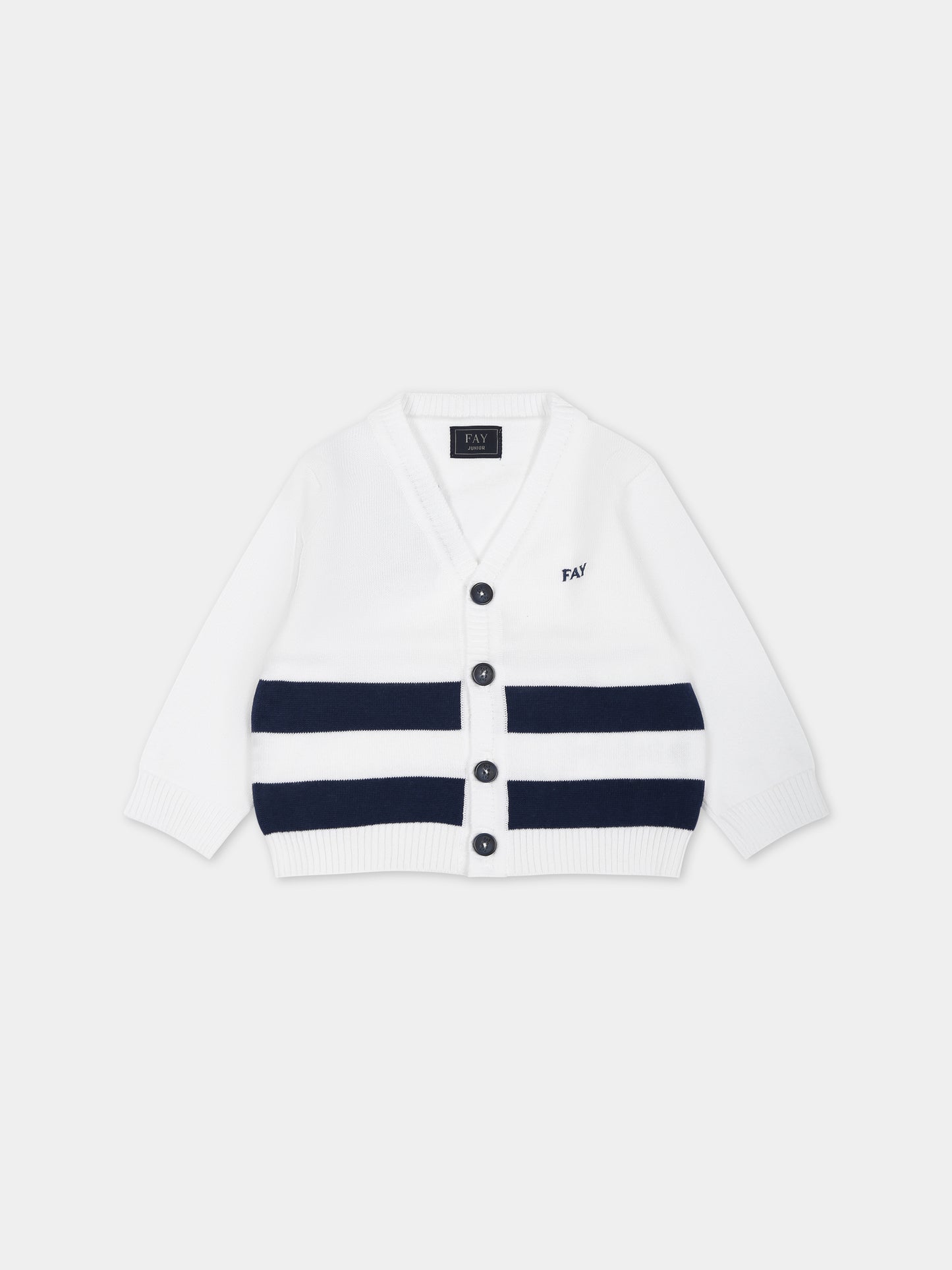 Cardigan bianco per neonato con logo,Fay Kids,FS9500 X0003 100BL