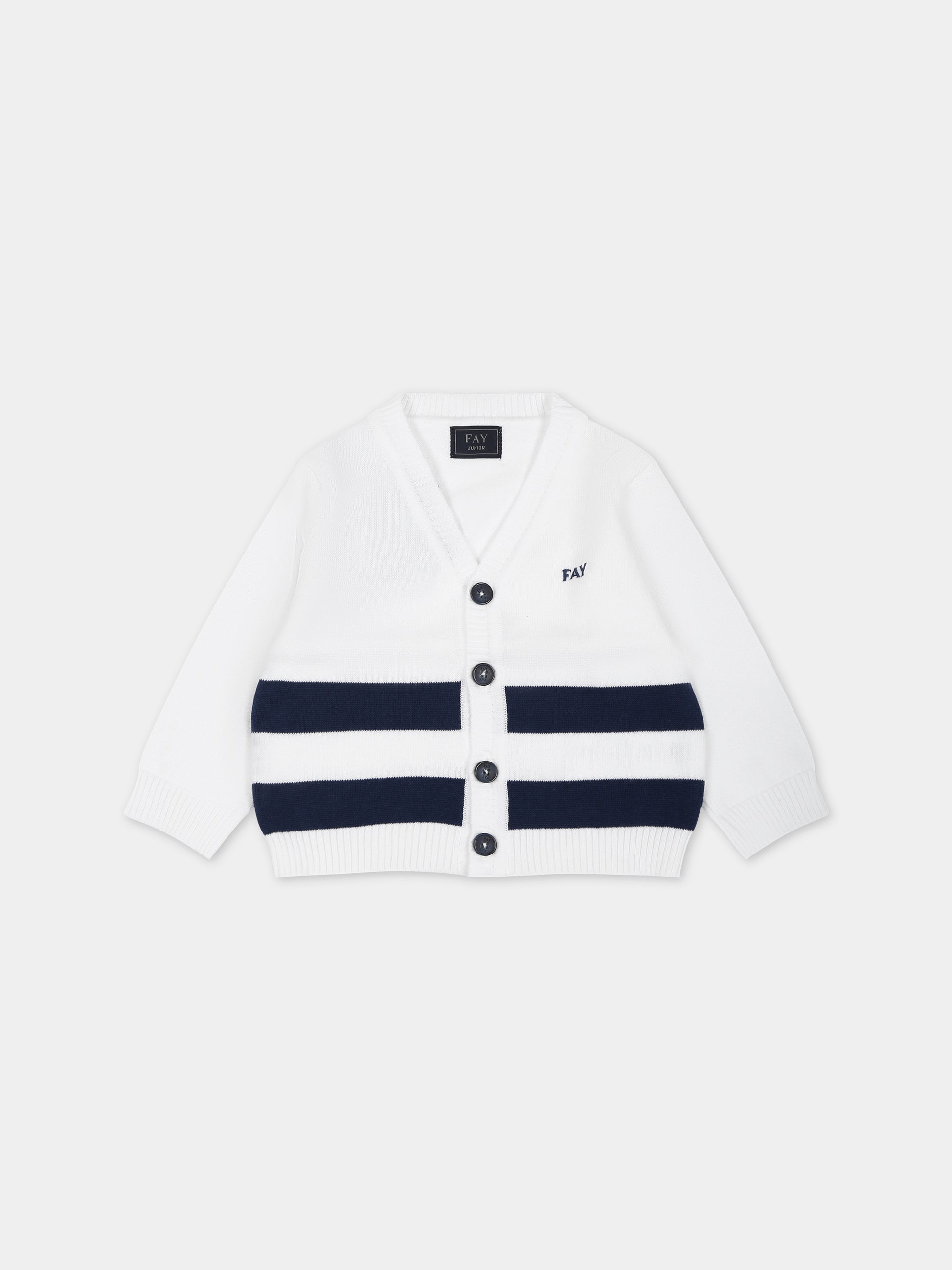 Cardigan bianco per neonato con logo,Fay Kids,FS9500 X0003 100BL