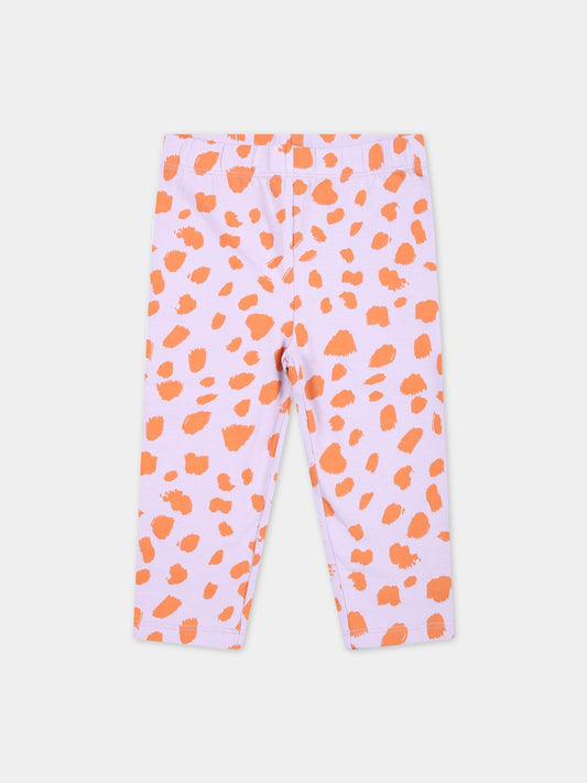 Leggings viola per neonata con stampa animalier,Stella Mccartney Kids,TS6200 Z1216 517AR
