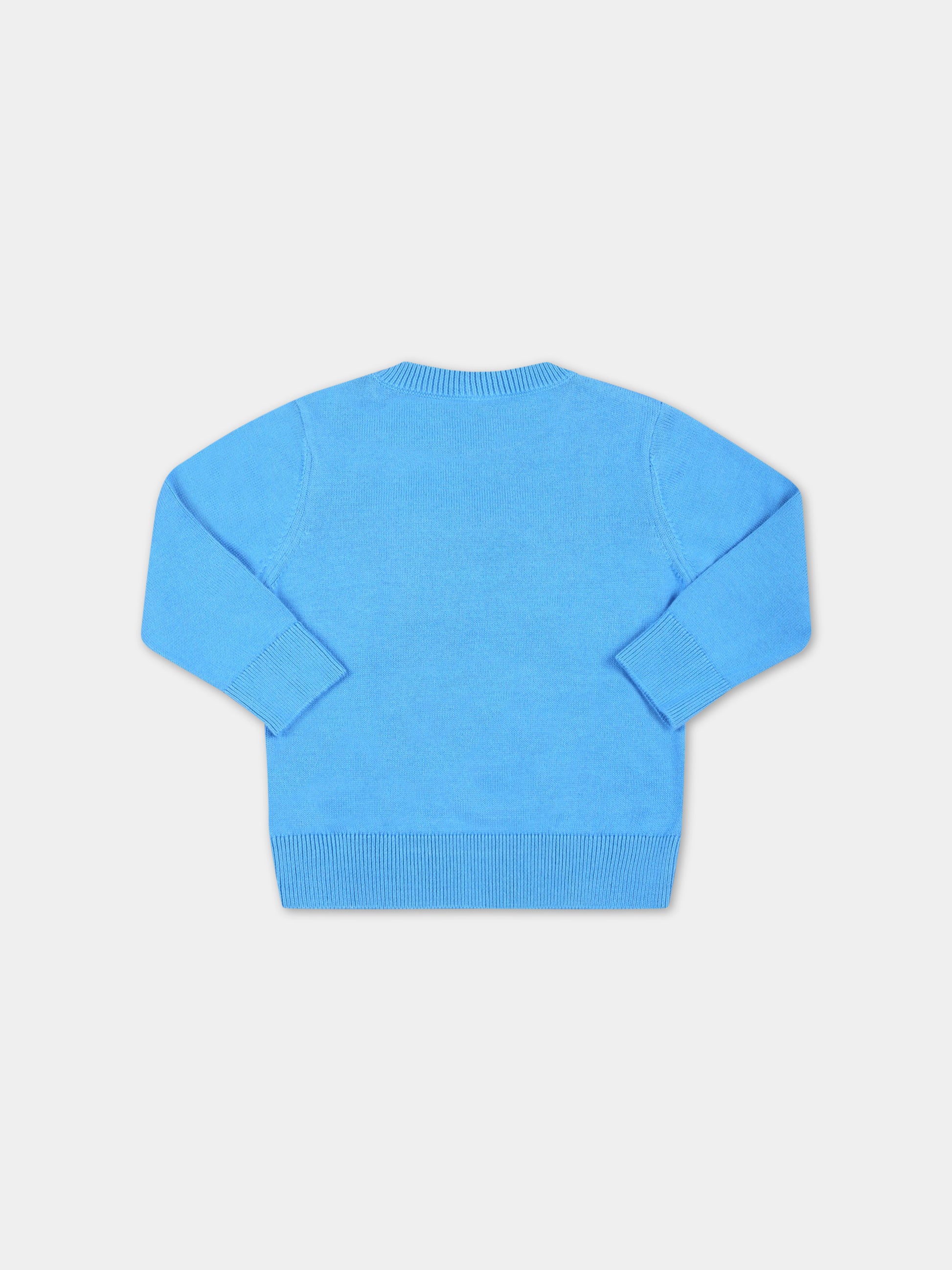 Maglione azzurro per neonato con gorilla,Stella Mccartney Kids,TS9500 Z1144 610