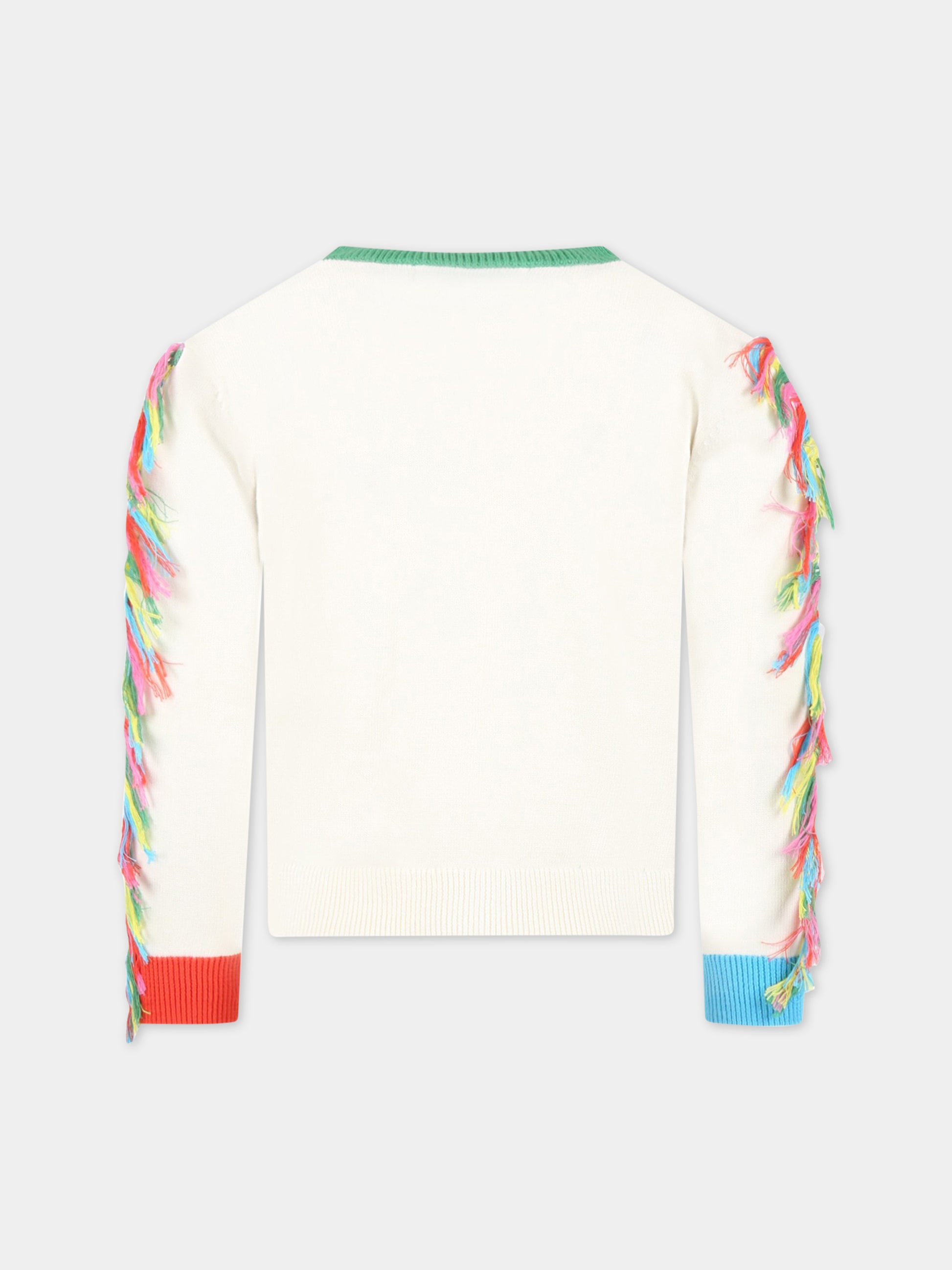 Cardigan avorio per bambina con pappagalli,Stella Mccartney Kids,TS9B30 Z1144 101