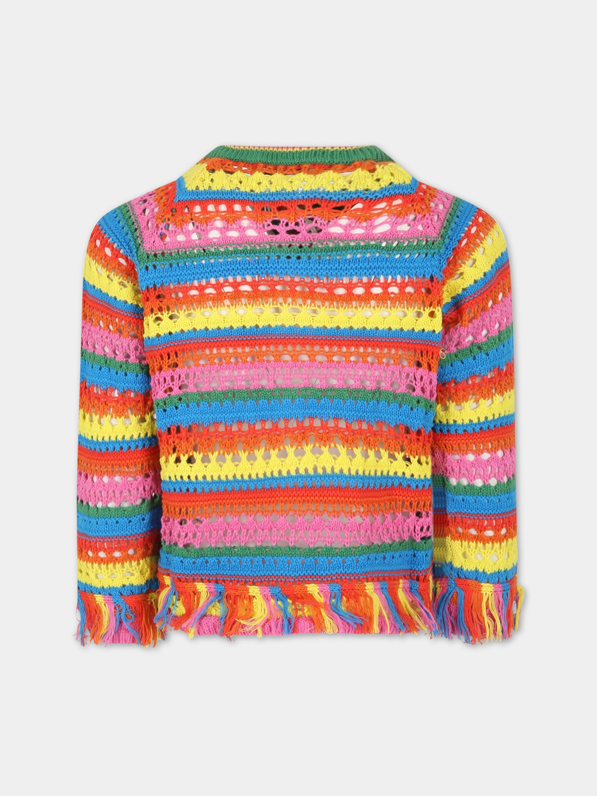 Cardigan multicolor per bambina con frange,Stella Mccartney Kids,TS9A70 Z1146 999