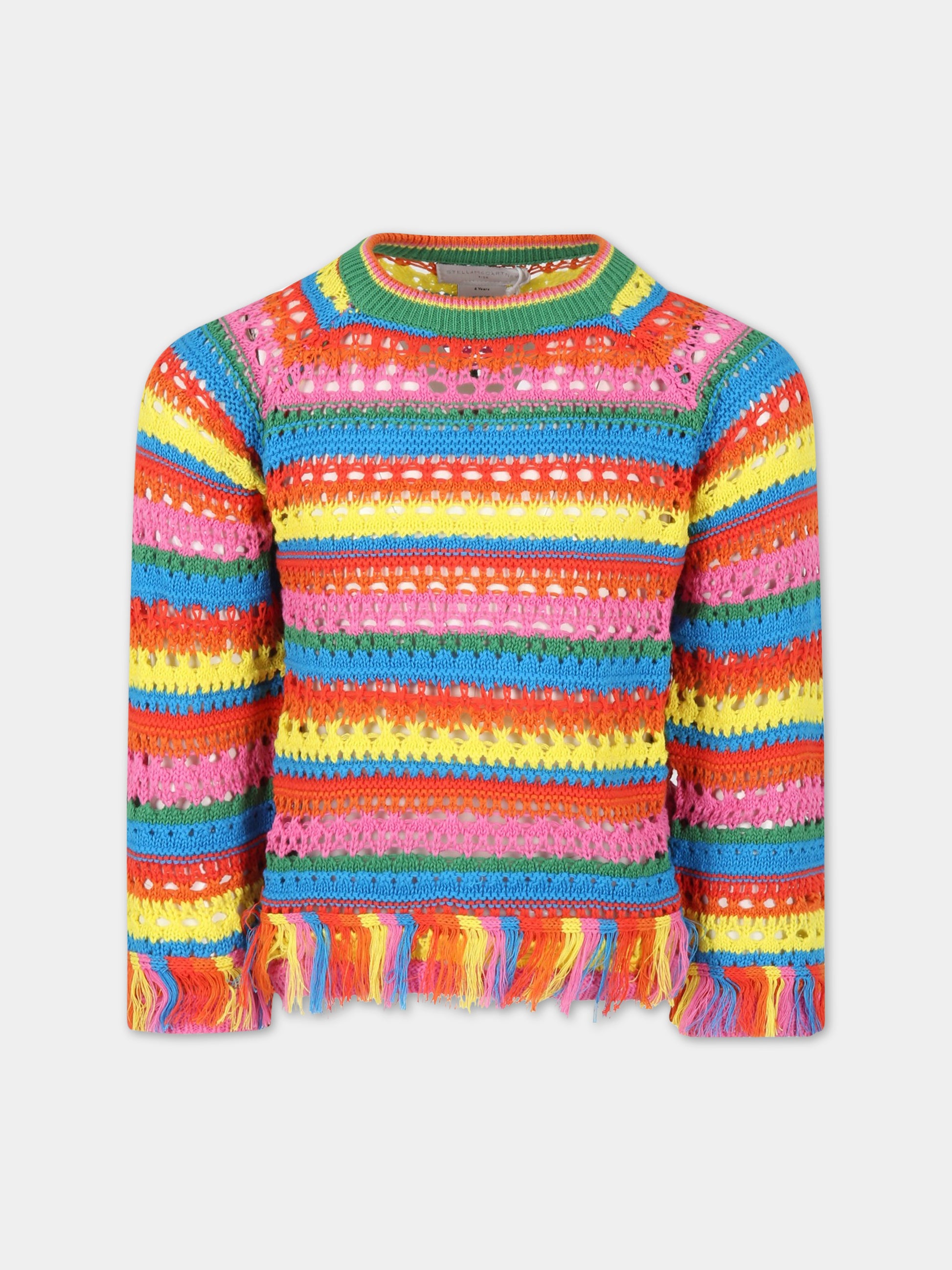 Maglione multicolor per bambina con frange,Stella Mccartney Kids,TS9A50 Z1146 999