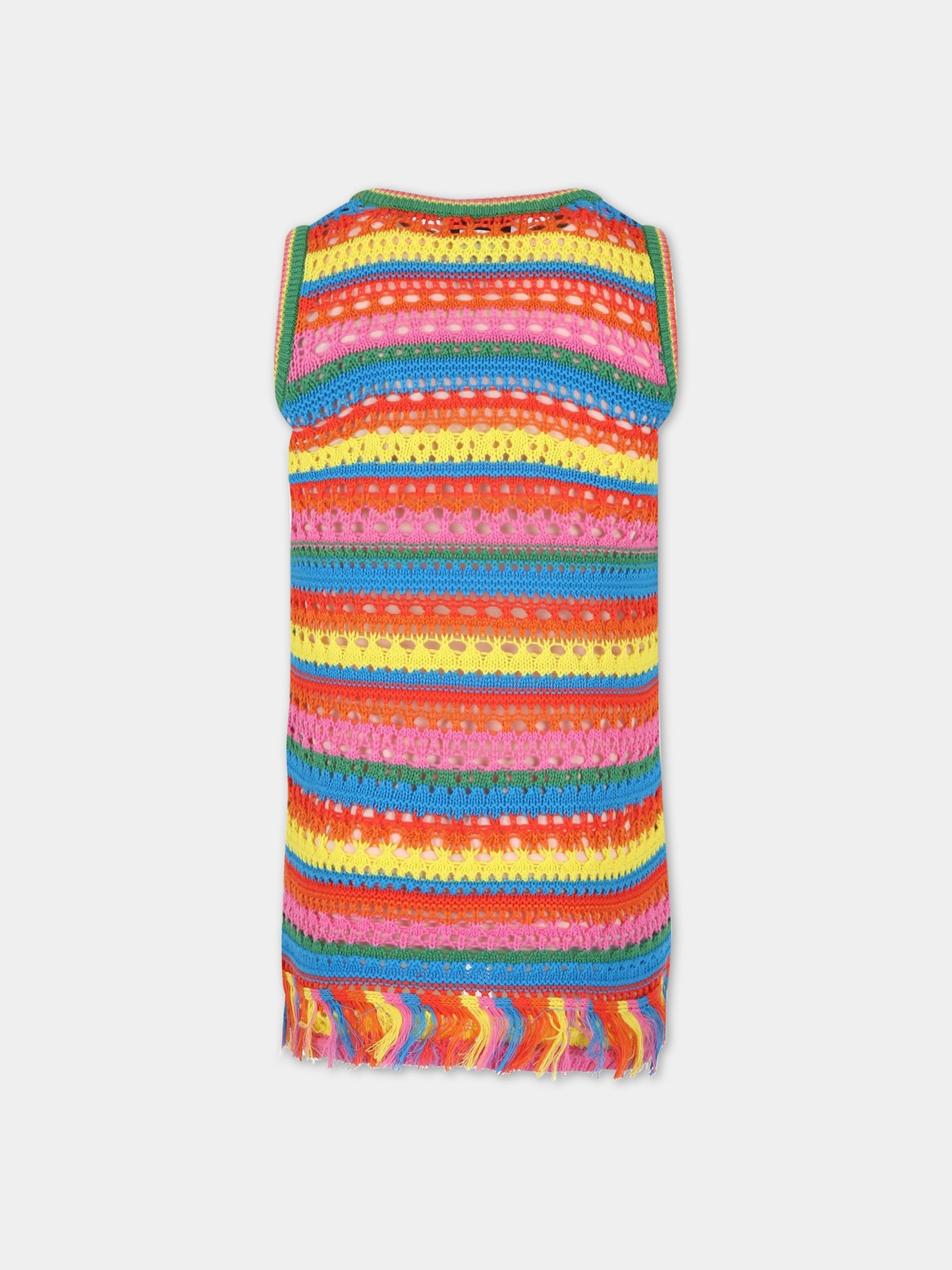 Vestito multicolor per bambina con frange,Stella Mccartney Kids,TS1C02 Z1146 999