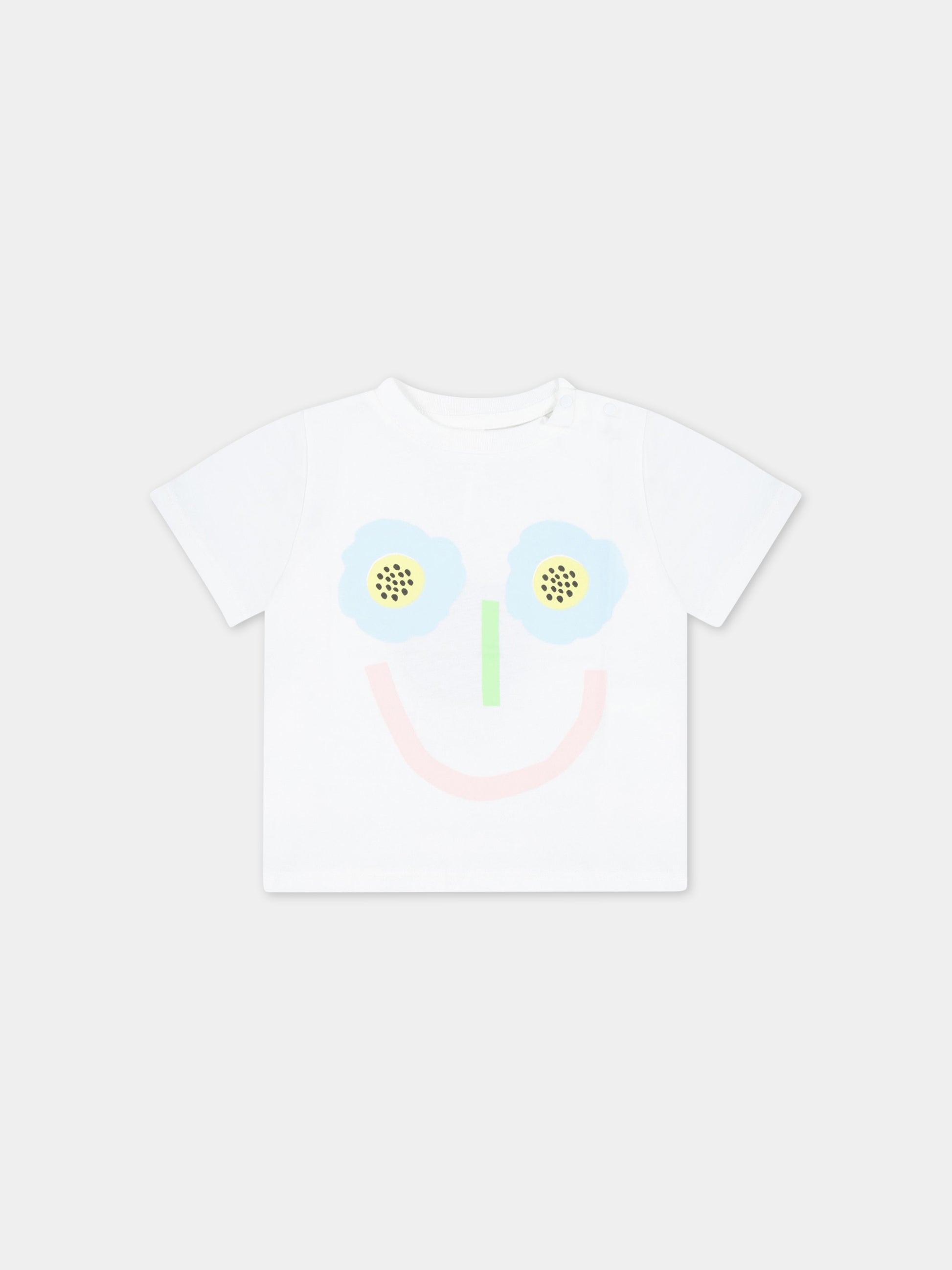 T-shirt bianca per neonata con smile,Stella Mccartney Kids,TS8061 Z0434 101