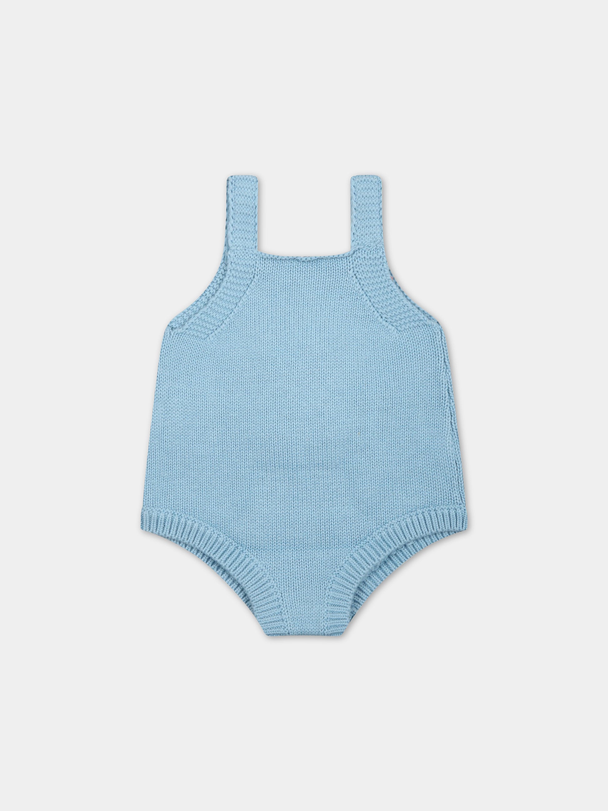 Body celeste per neonato con leone e patch logato,Stella Mccartney Kids,TSA582 Z1144 606