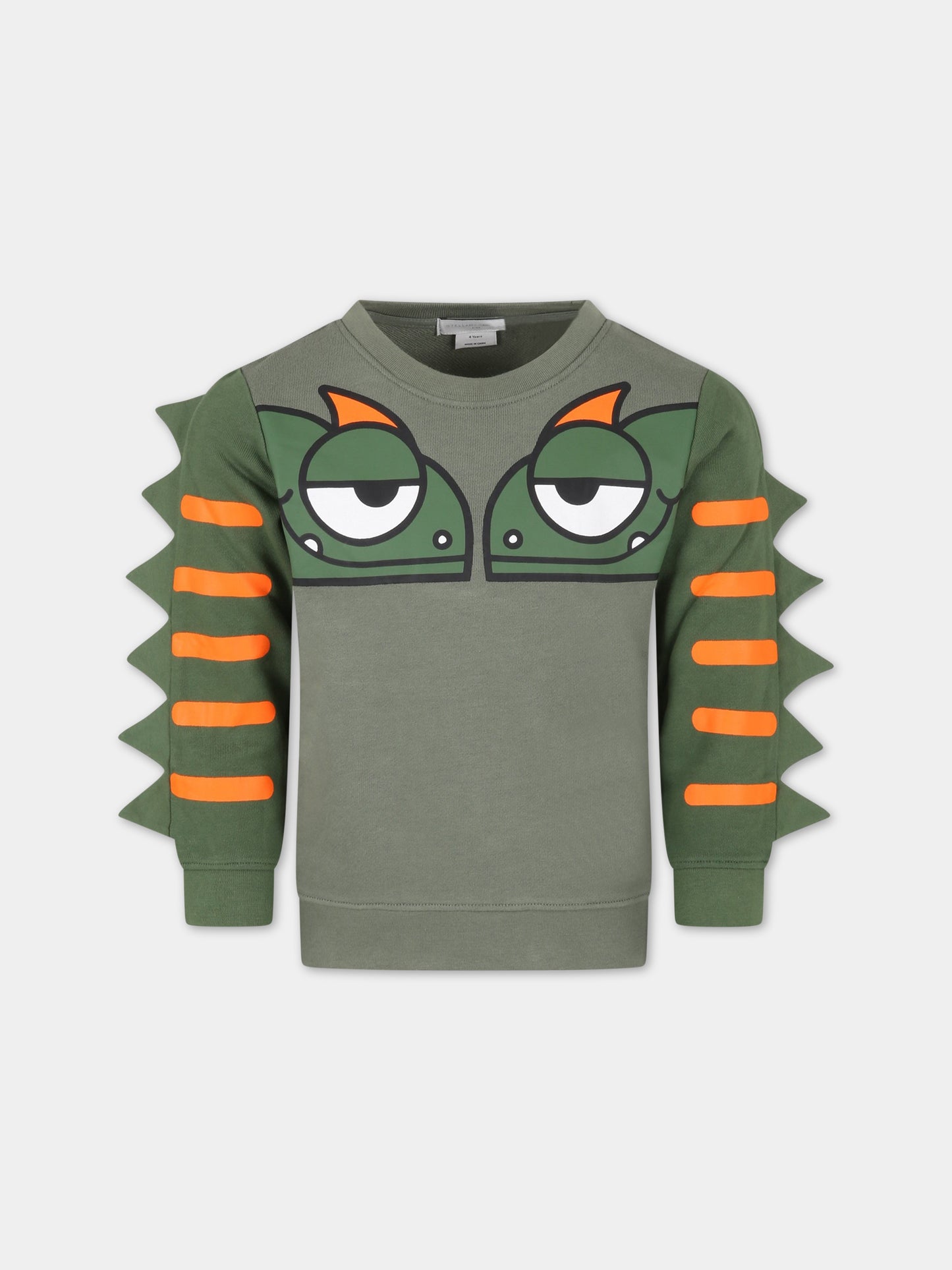 Felpa verde per bambino con camaleonti,Stella Mccartney Kids,TS4P60 Z0499 718