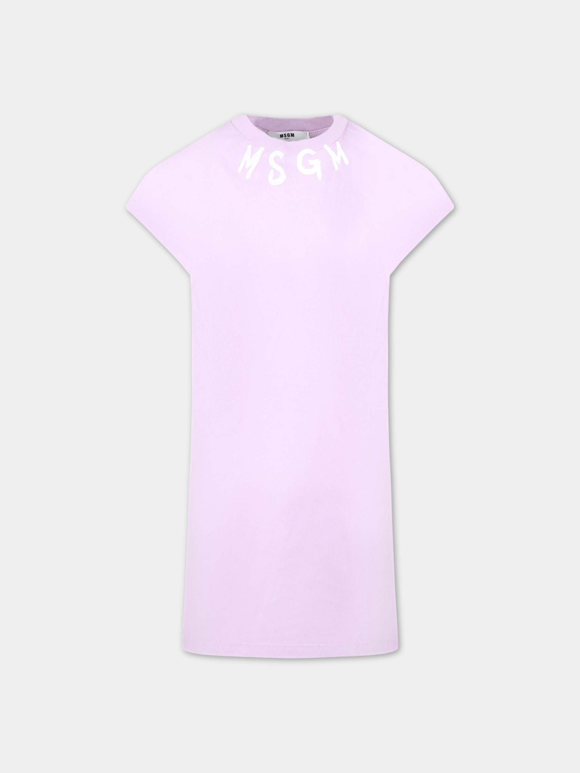 Vestito viola per bambina con logo bianco,Msgm Kids,MS029340 071