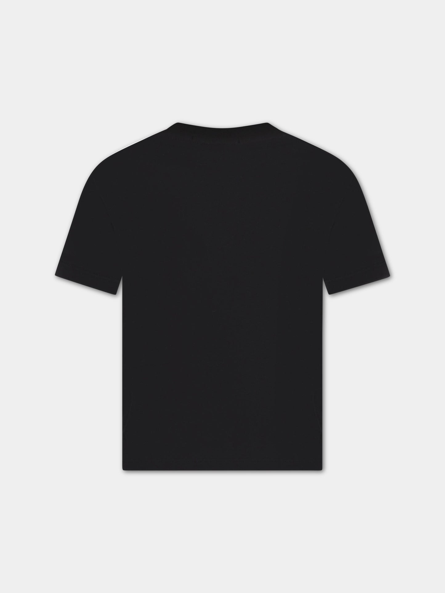 T-shirt nera per bambino con logo bianco,Msgm Kids,MS029318 110