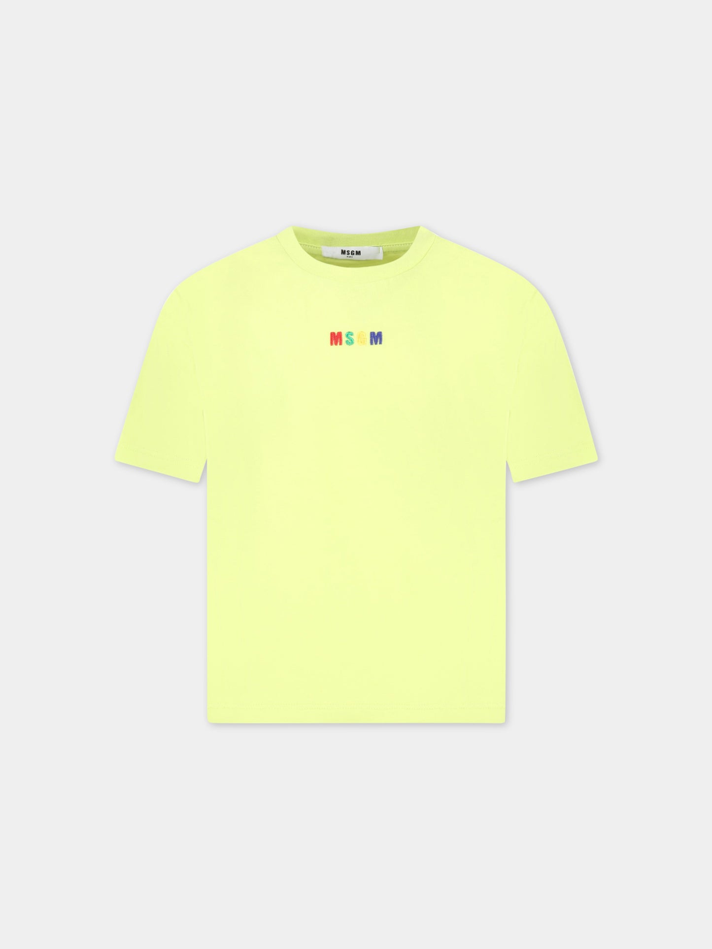 T-shirt verde per bambini con logo multicolor,Msgm Kids,MS029319 086