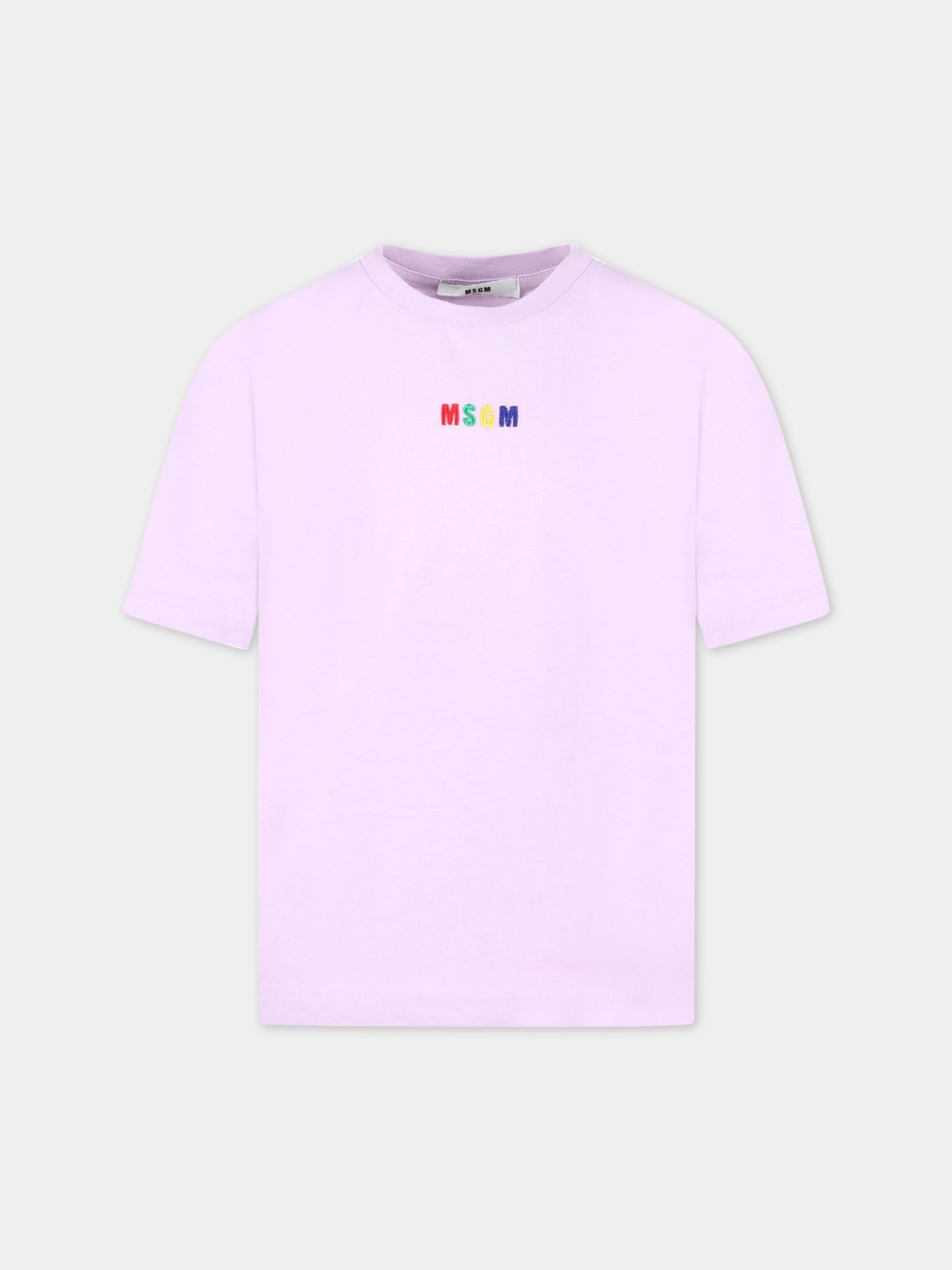 T-shirt viola per bambini con logo multicolor,Msgm Kids,MS029319 071