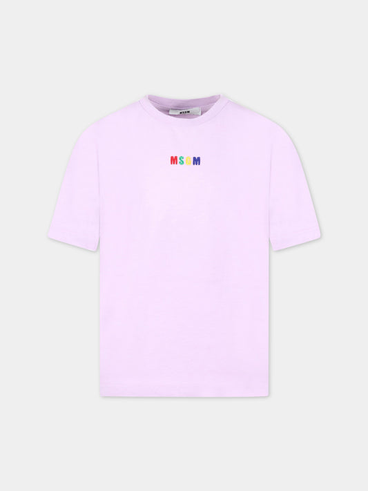 T-shirt viola per bambini con logo multicolor,Msgm Kids,MS029319 071