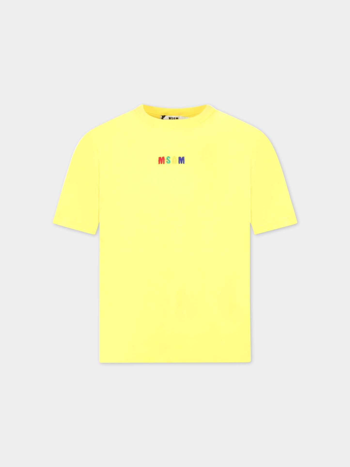 T-shirt gialla per bambini con logo multicolor,Msgm Kids,MS029319 020