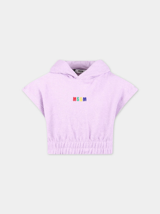 Felpa viola per bambina con logo multicolor,Msgm Kids,MS029337 071