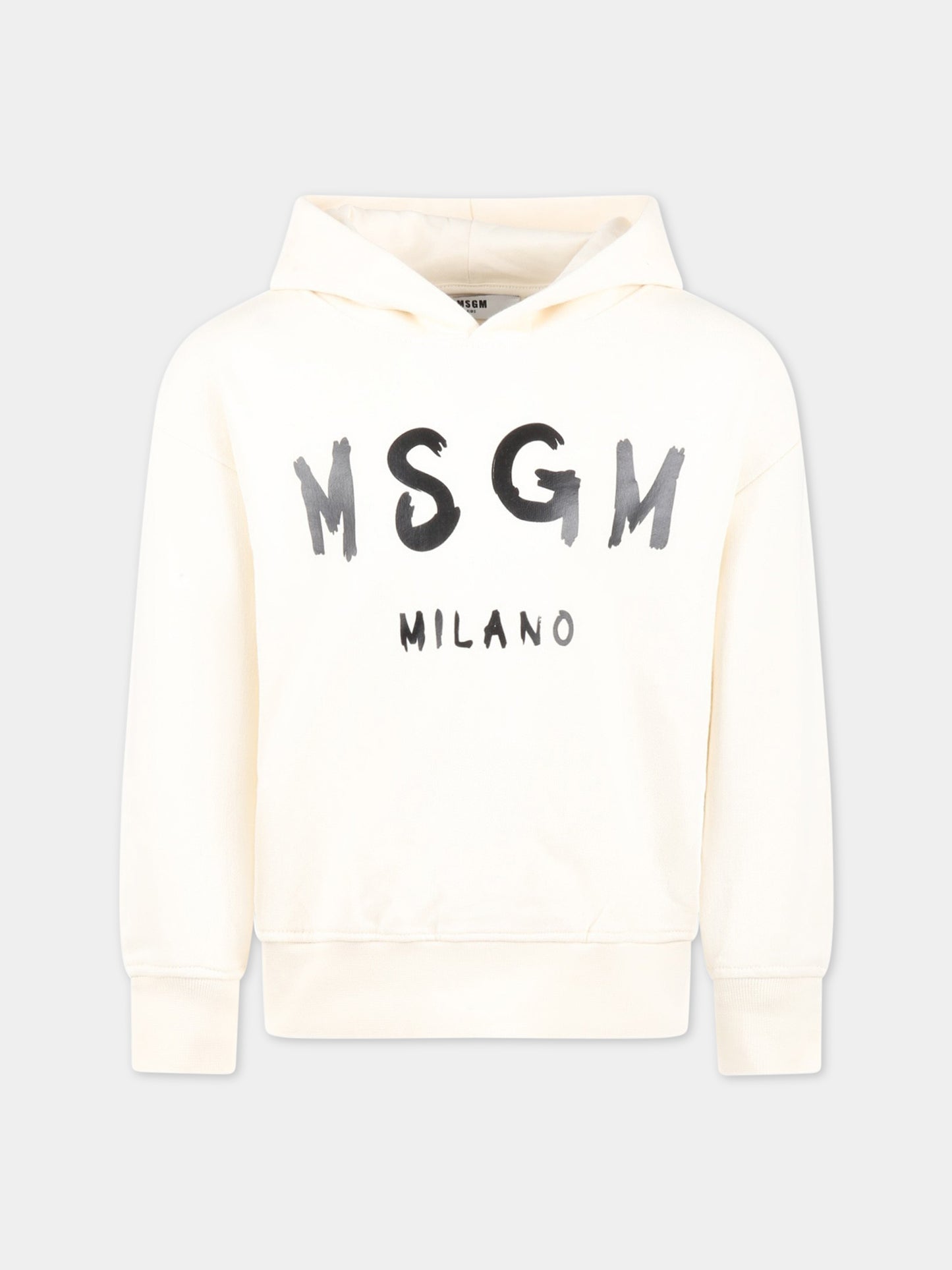 Felpa avorio per bambini con logo nero,Msgm Kids,MS029325 013
