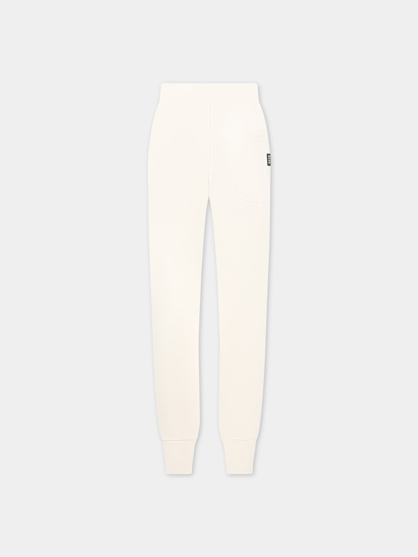 Pantaloni avorio da tuta per bambino con logo nero,Msgm Kids,MS029342 013