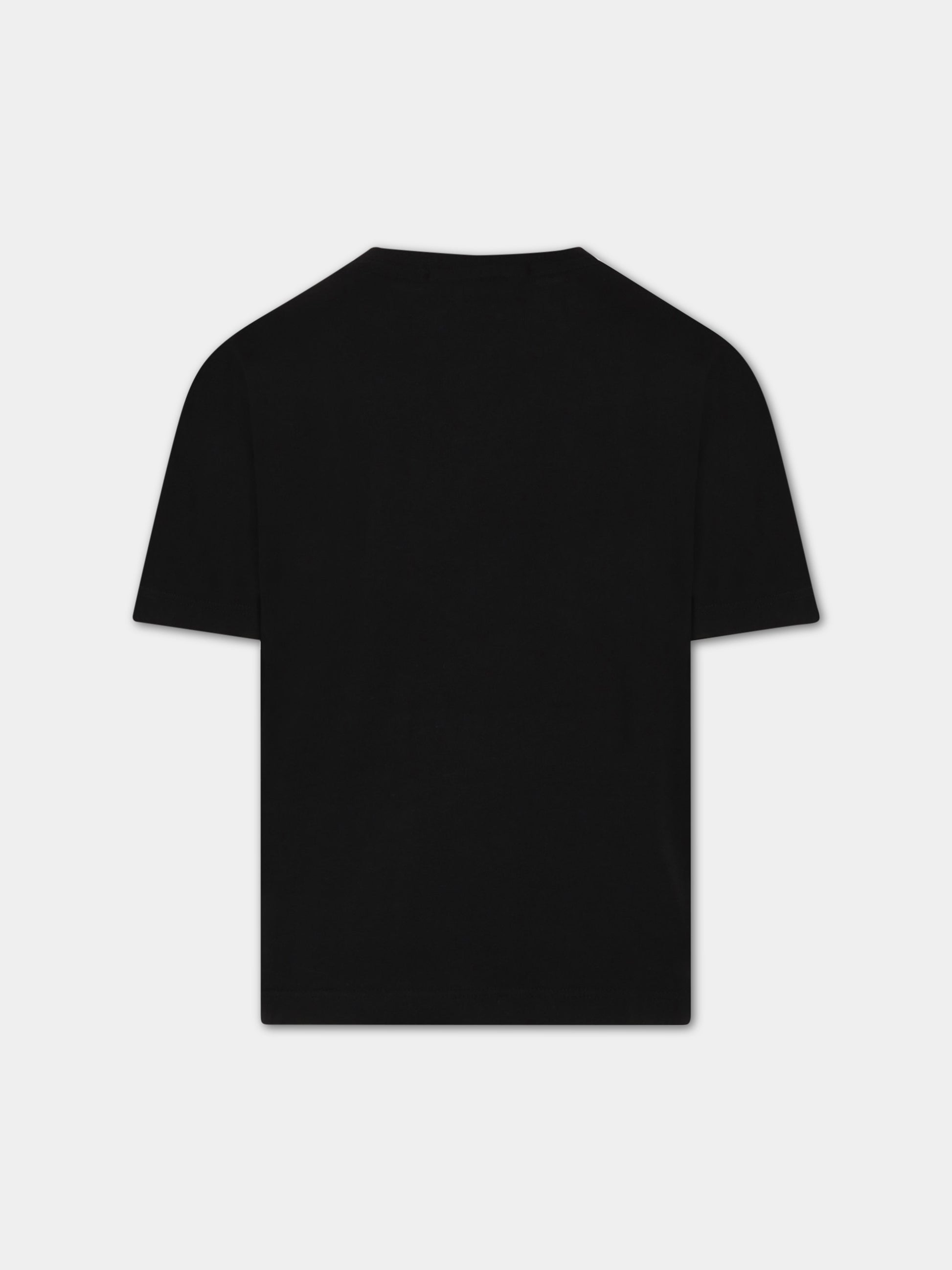 T-shirt nera per bambini con logo bianco,Msgm Kids,MS029372 110