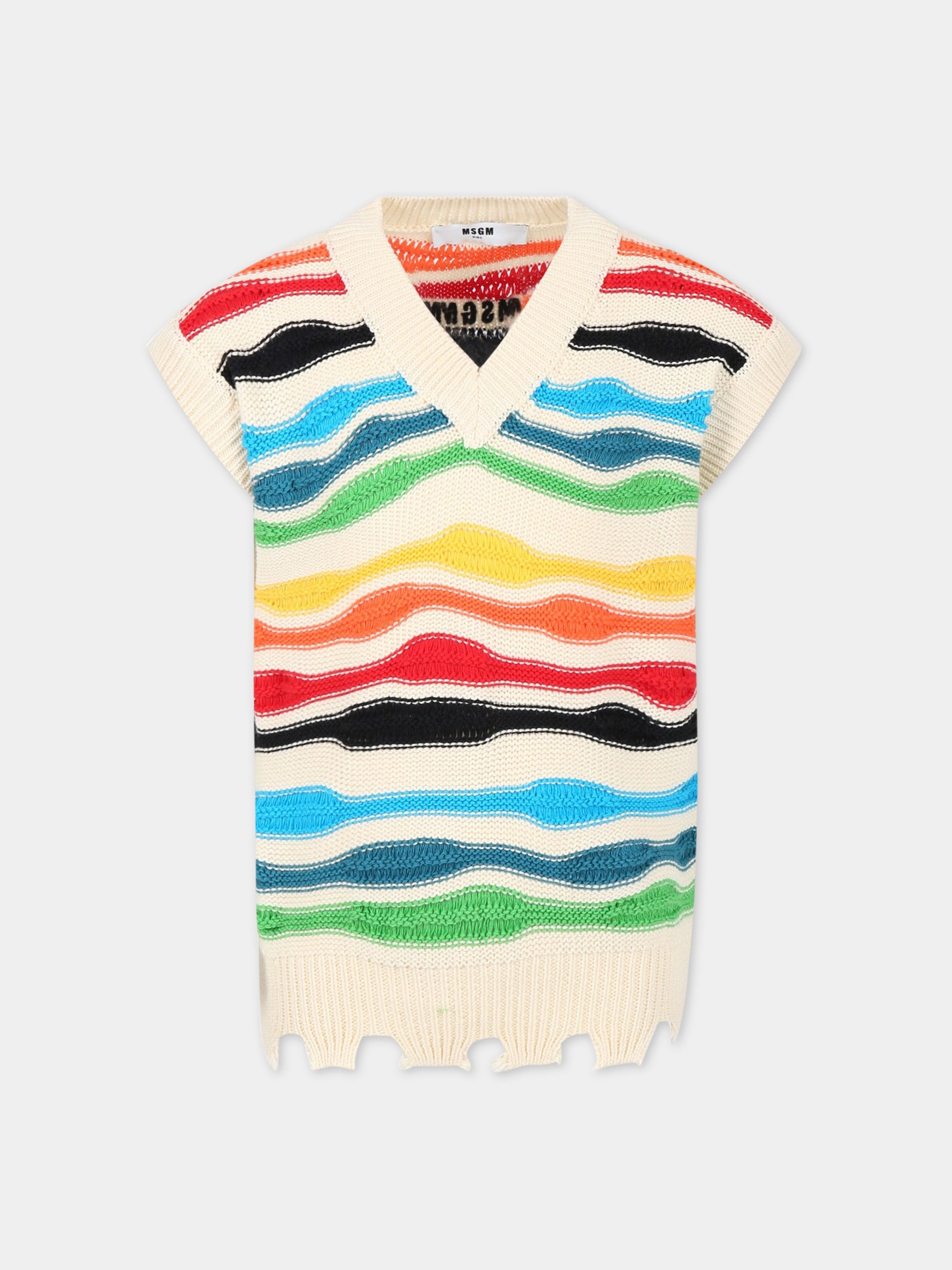 Gilet multicolor per bambino con logo,Msgm Kids,MS029536 200