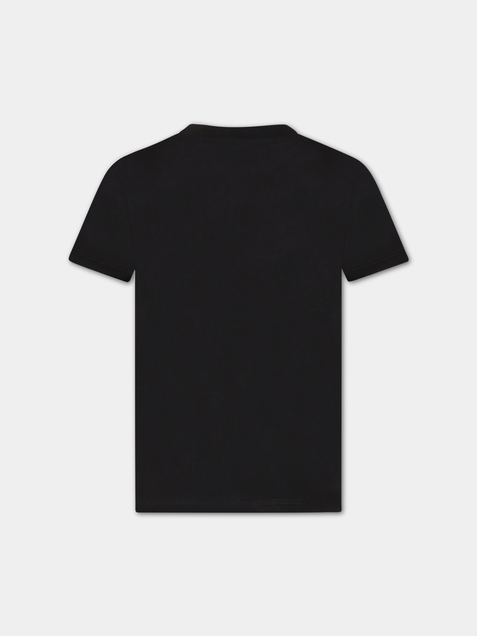 T-shirt nera per bambini con logo bianco,Msgm Kids,MS029501 110
