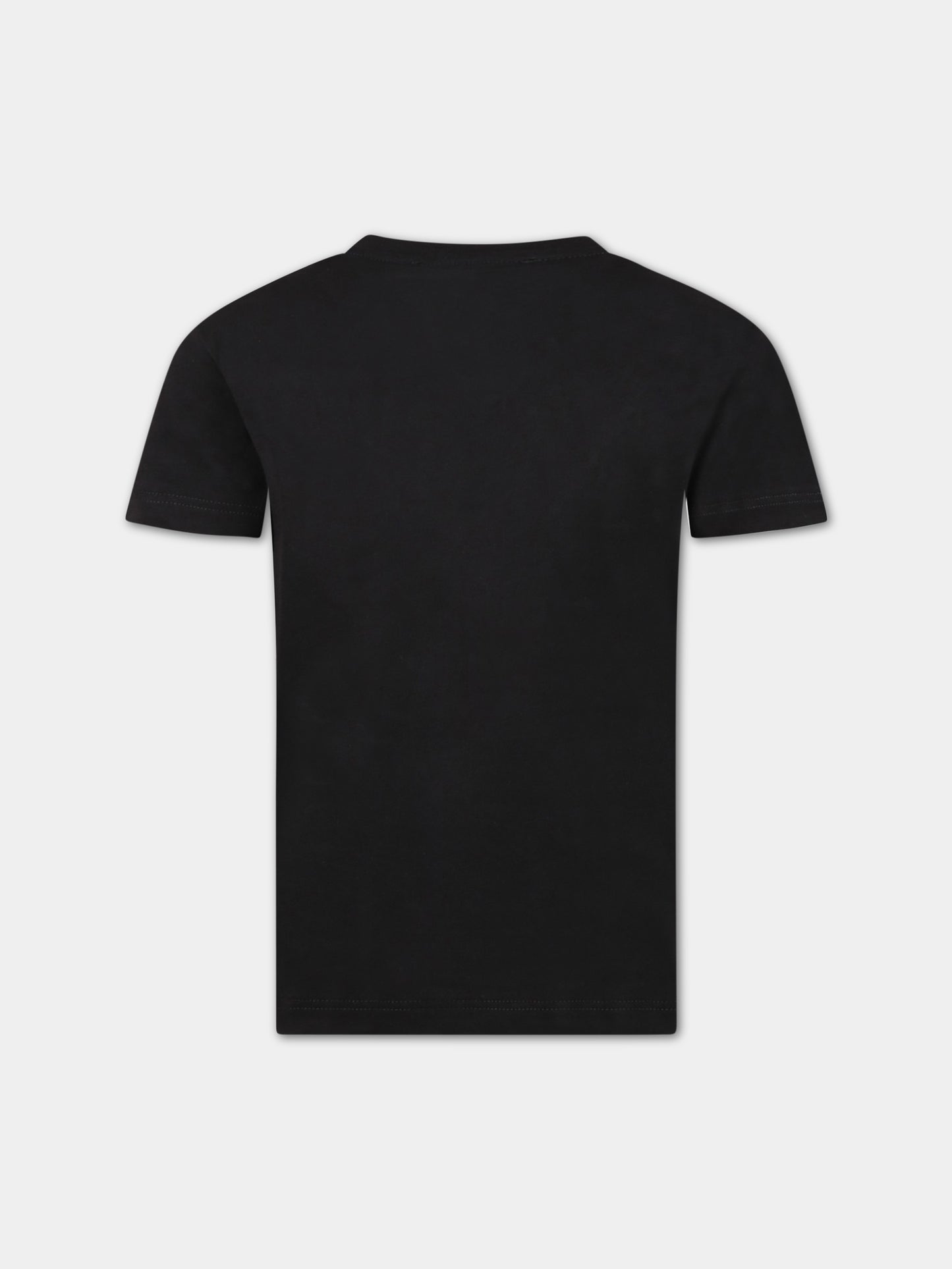 T-shirt nera per bambino con logo bianco,Msgm Kids,MS029572 110