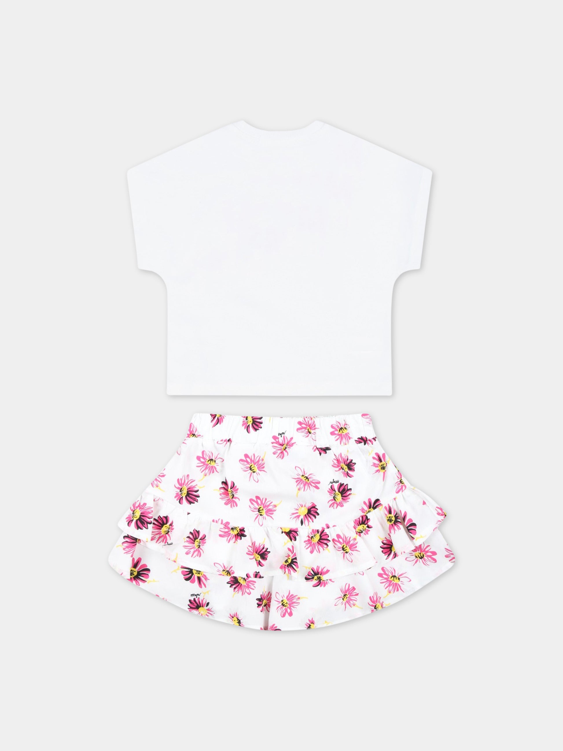 Completo bianco per neonata con logo fucsia,Msgm Kids,MS029387 001