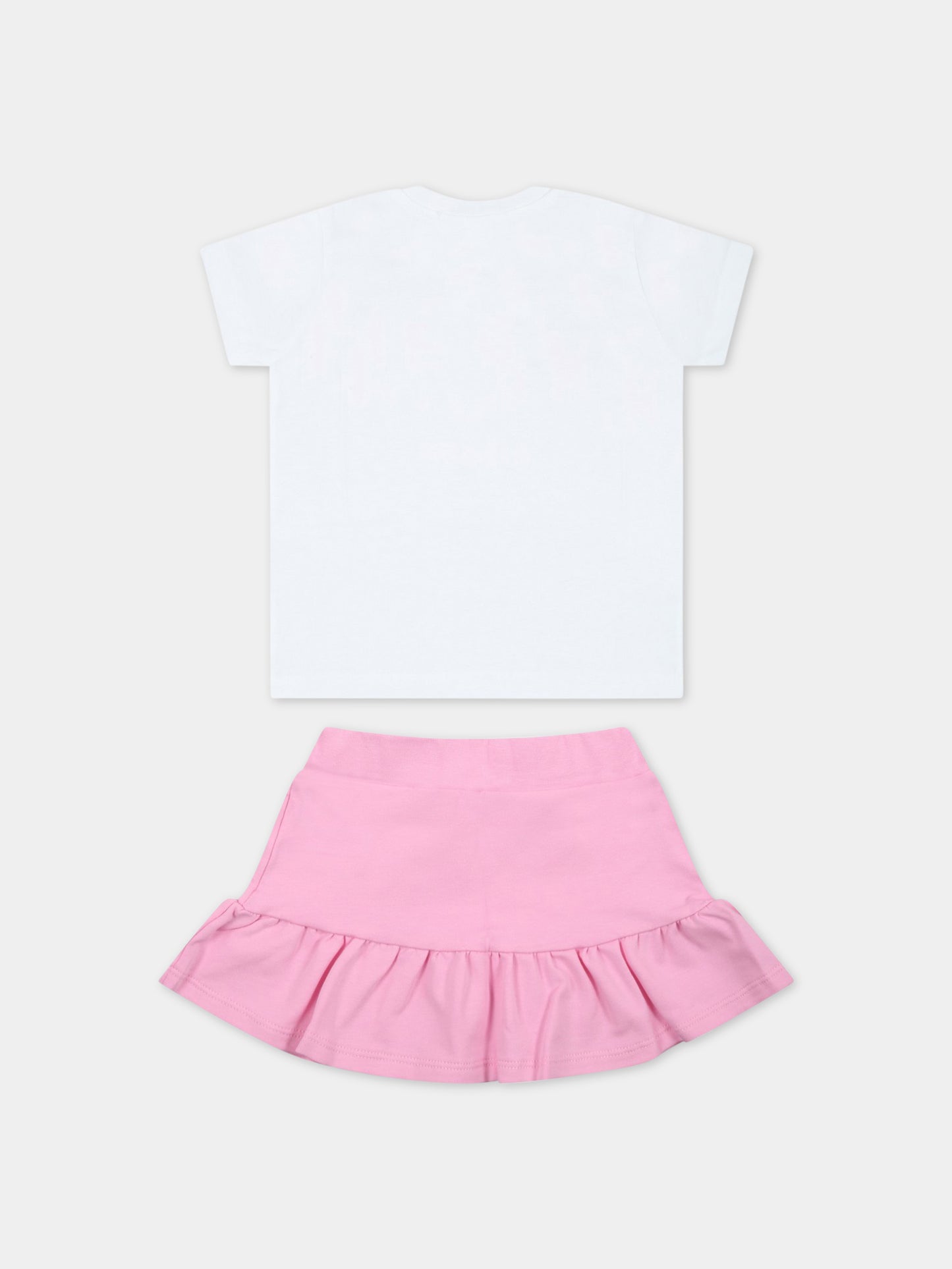 Completo bianco e rosa per neonata con logo,Msgm Kids,MS029363 001/18