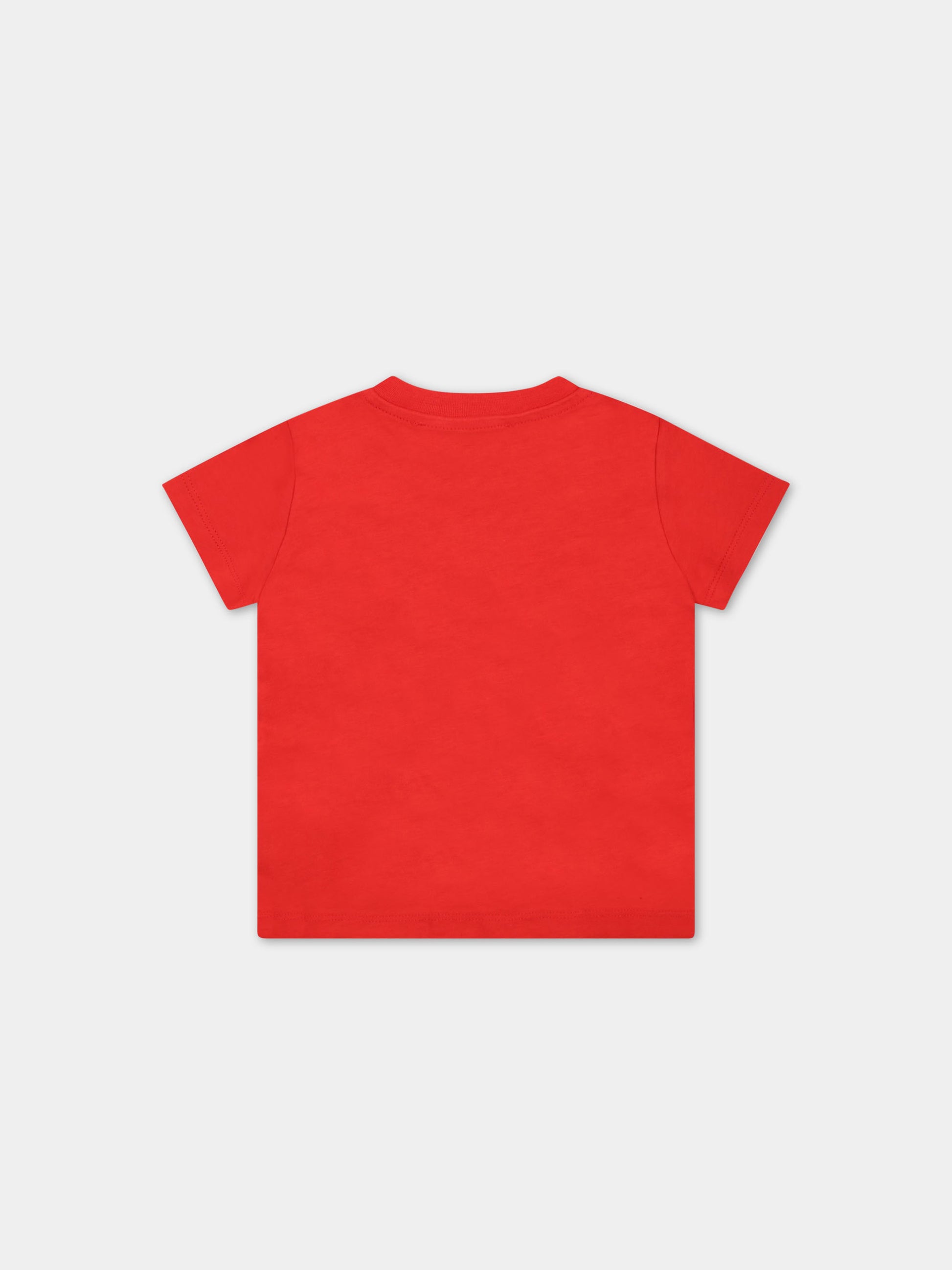 T-shirt rossa per neonati con logo bianco,Msgm Kids,MS029355 040