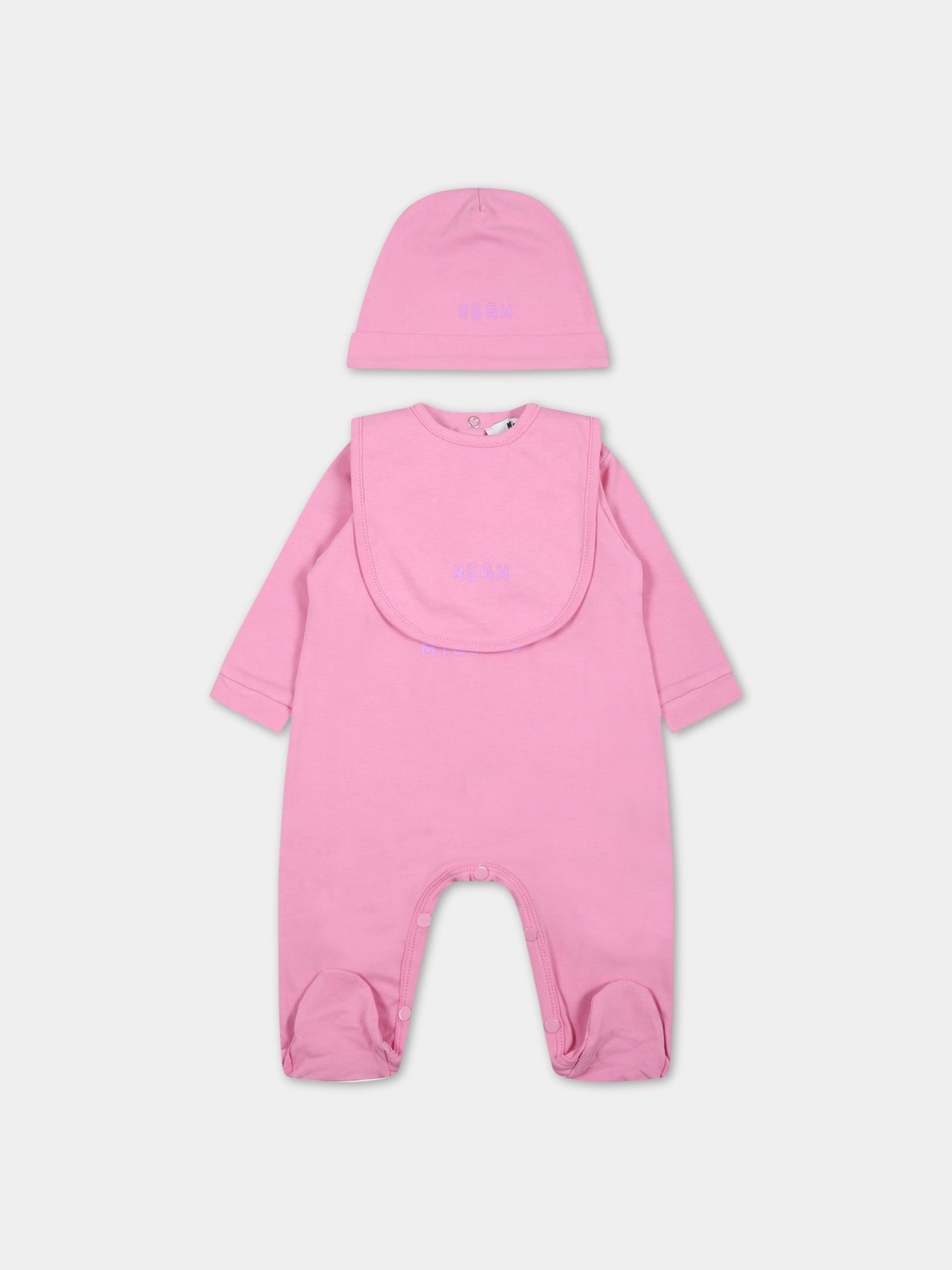 Set rosa per neonata con logo viola,Msgm Kids,MS029364 042