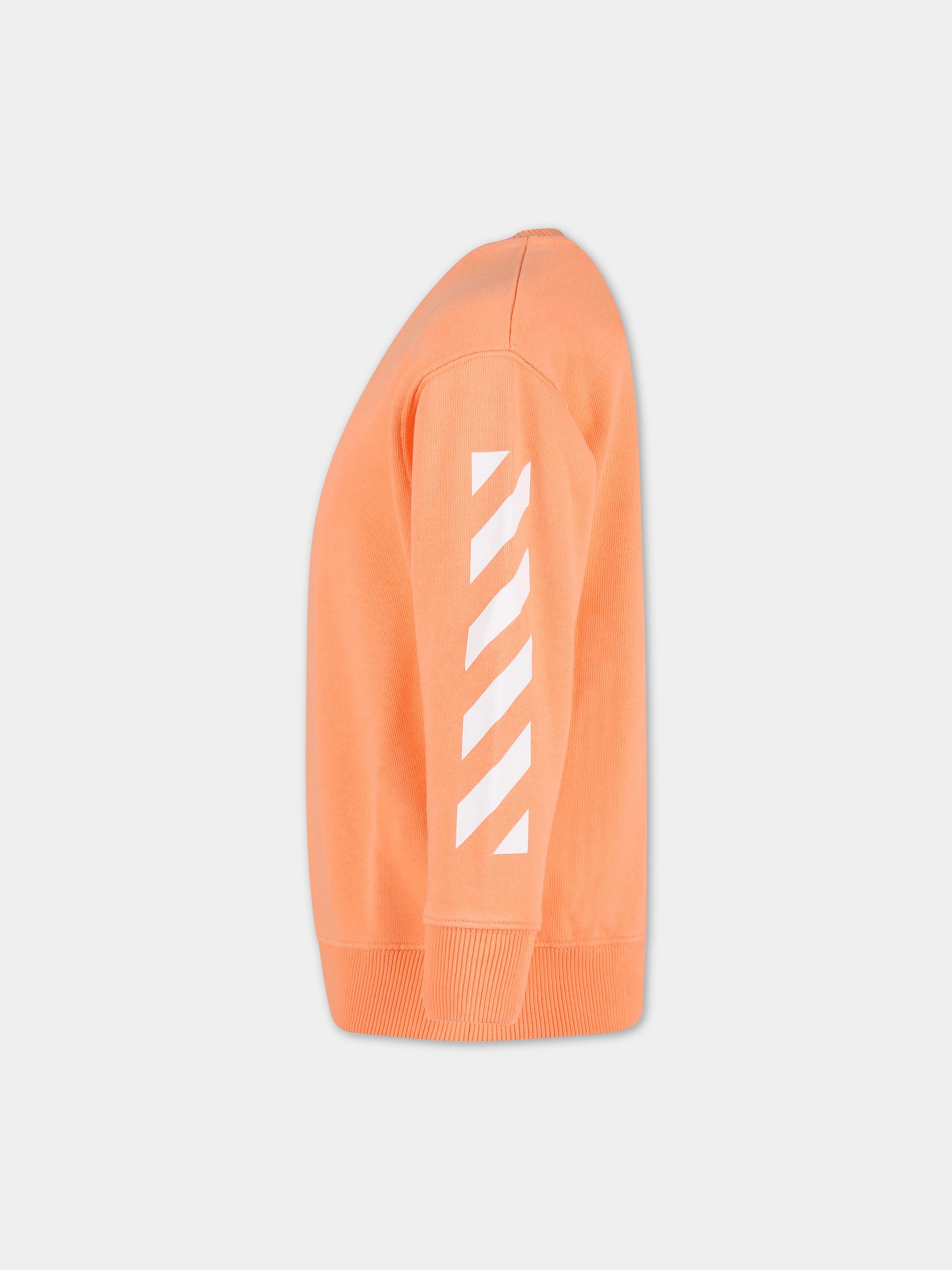 Felpa arancione per bambini con logo bianco,Off White,OGBA001S23FLE0022101