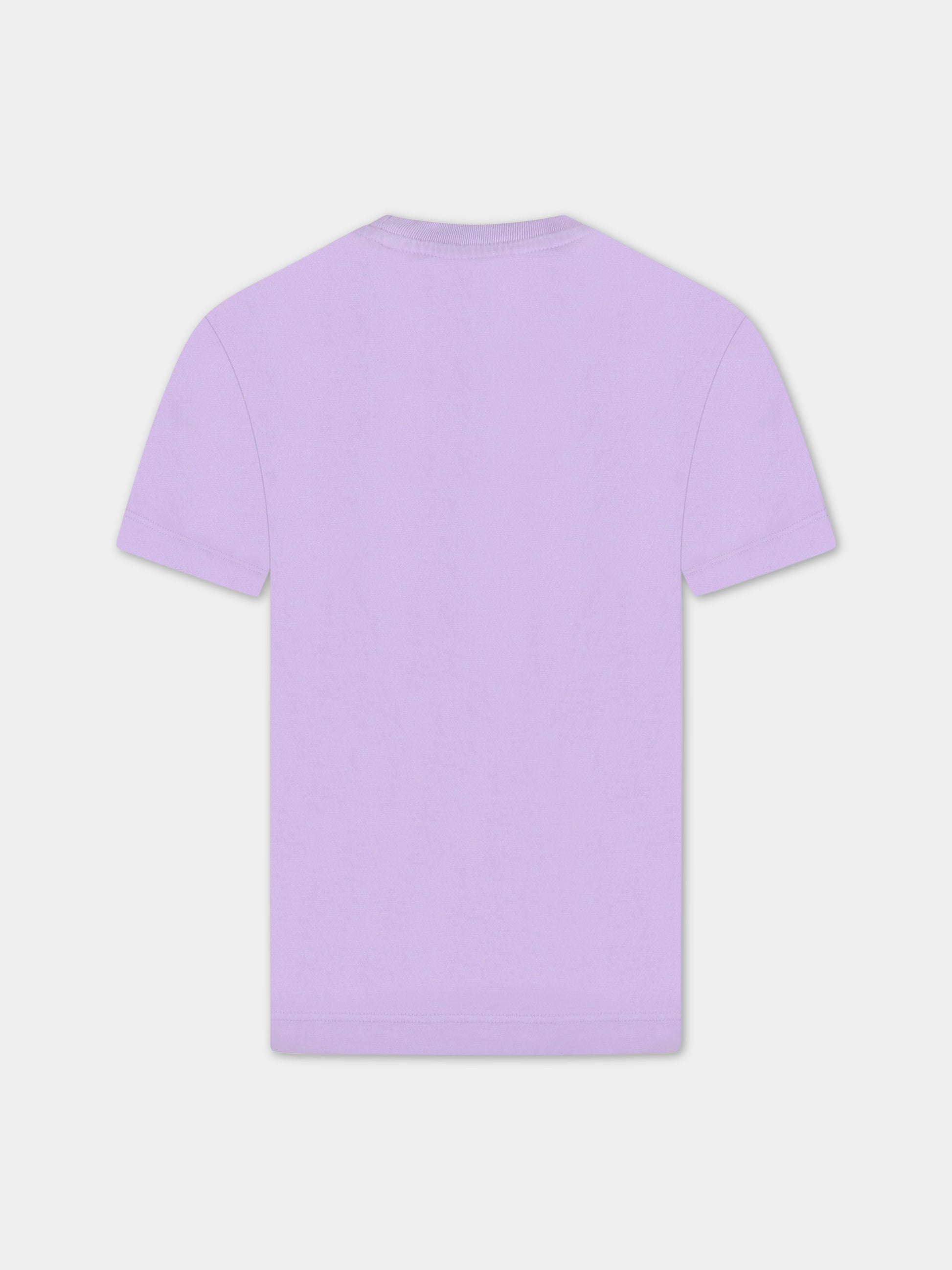 T-shirt viola per bambina con logo bianco,Off White,OGAA001S23JER0023601