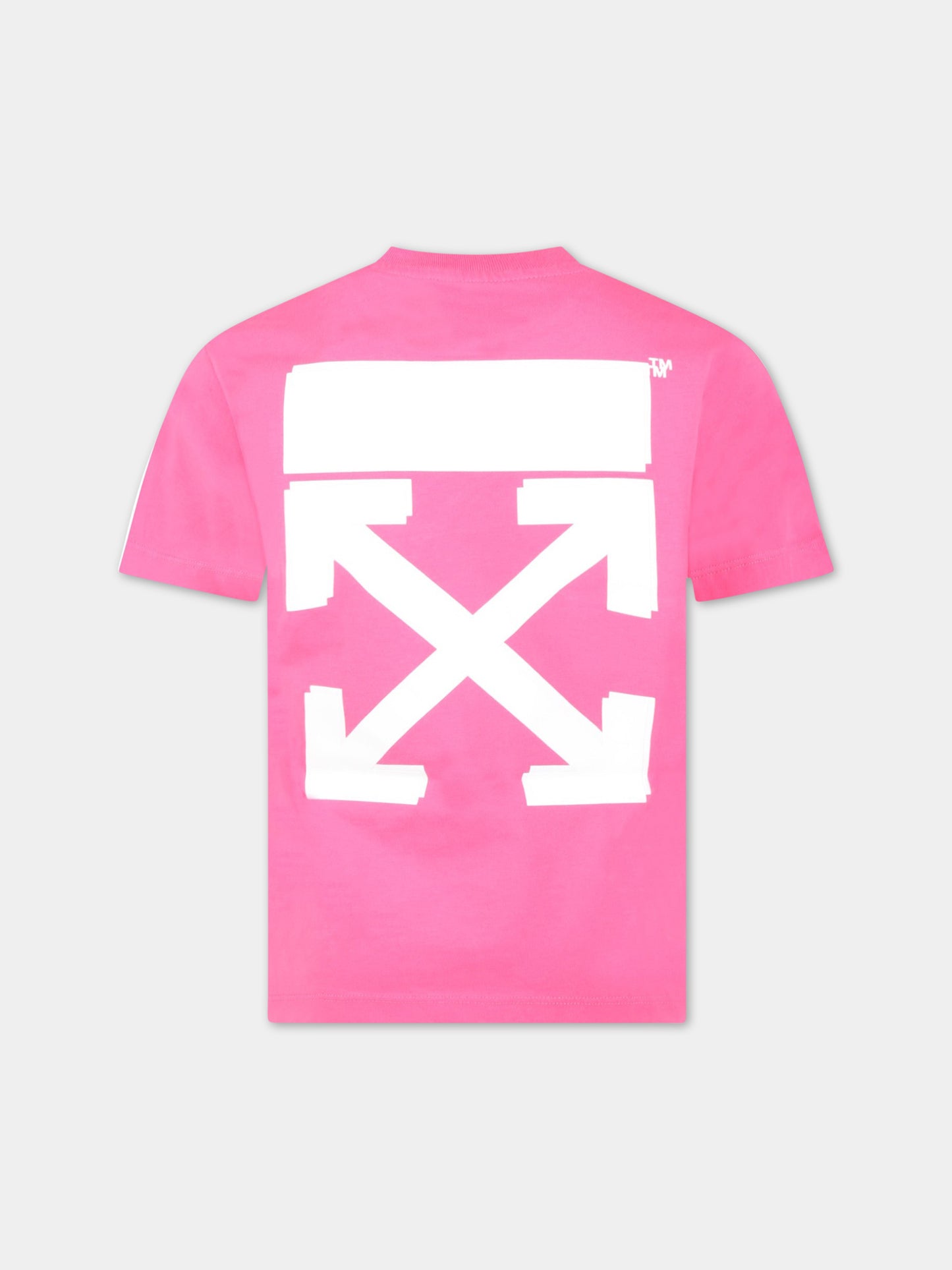 T-shirt fucsia per bambina con logo bianco,Off White,OGAA001S23JER0013201