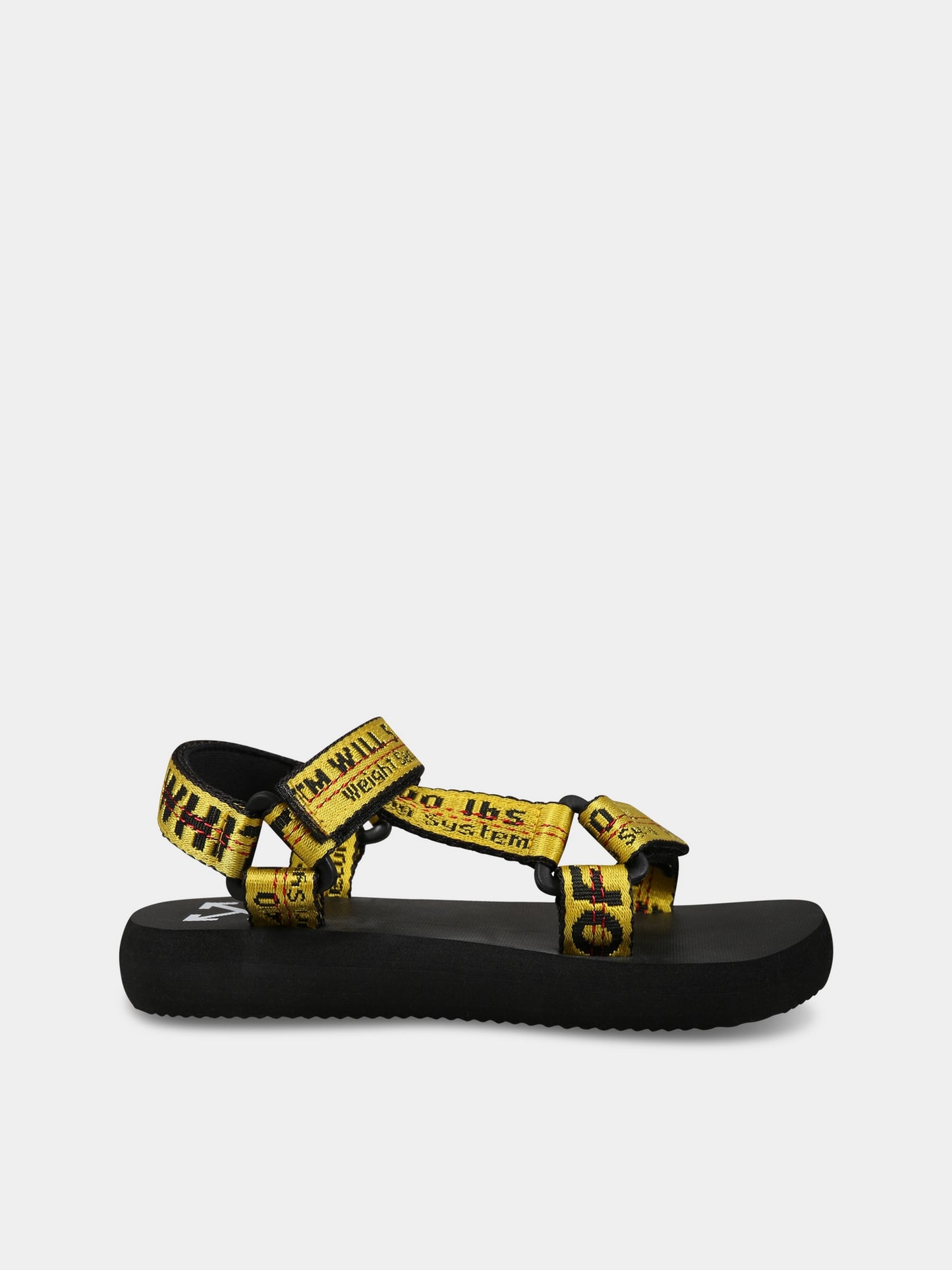 Sandali nero per bambina con logo,Off White,OGIH001S23FAB0011810