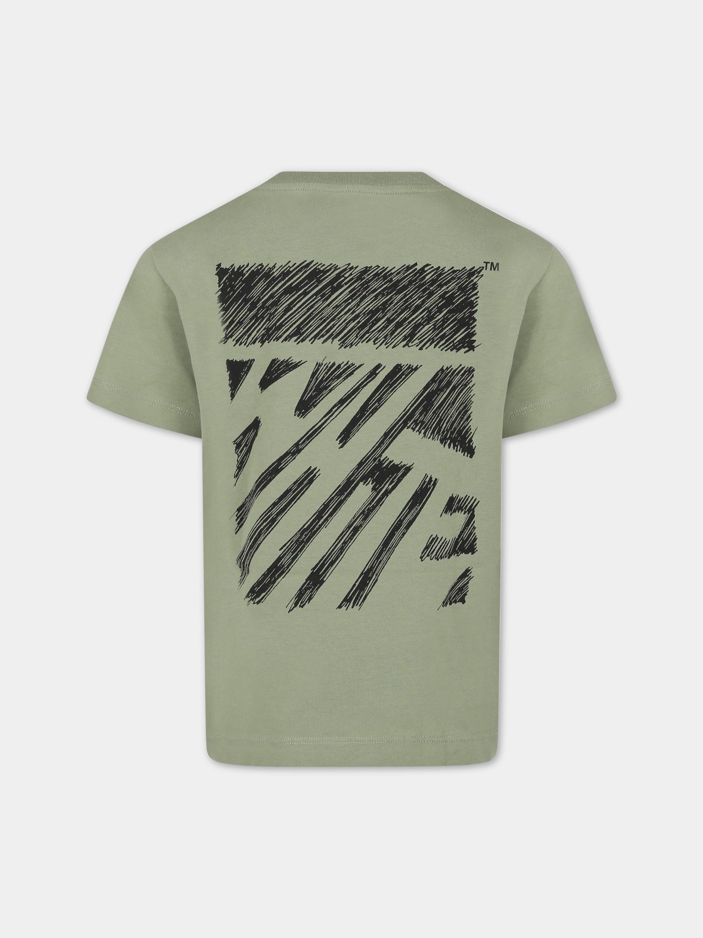 T-shirt verde per bambino con logo,Off White,OBAA002S23JER0085010