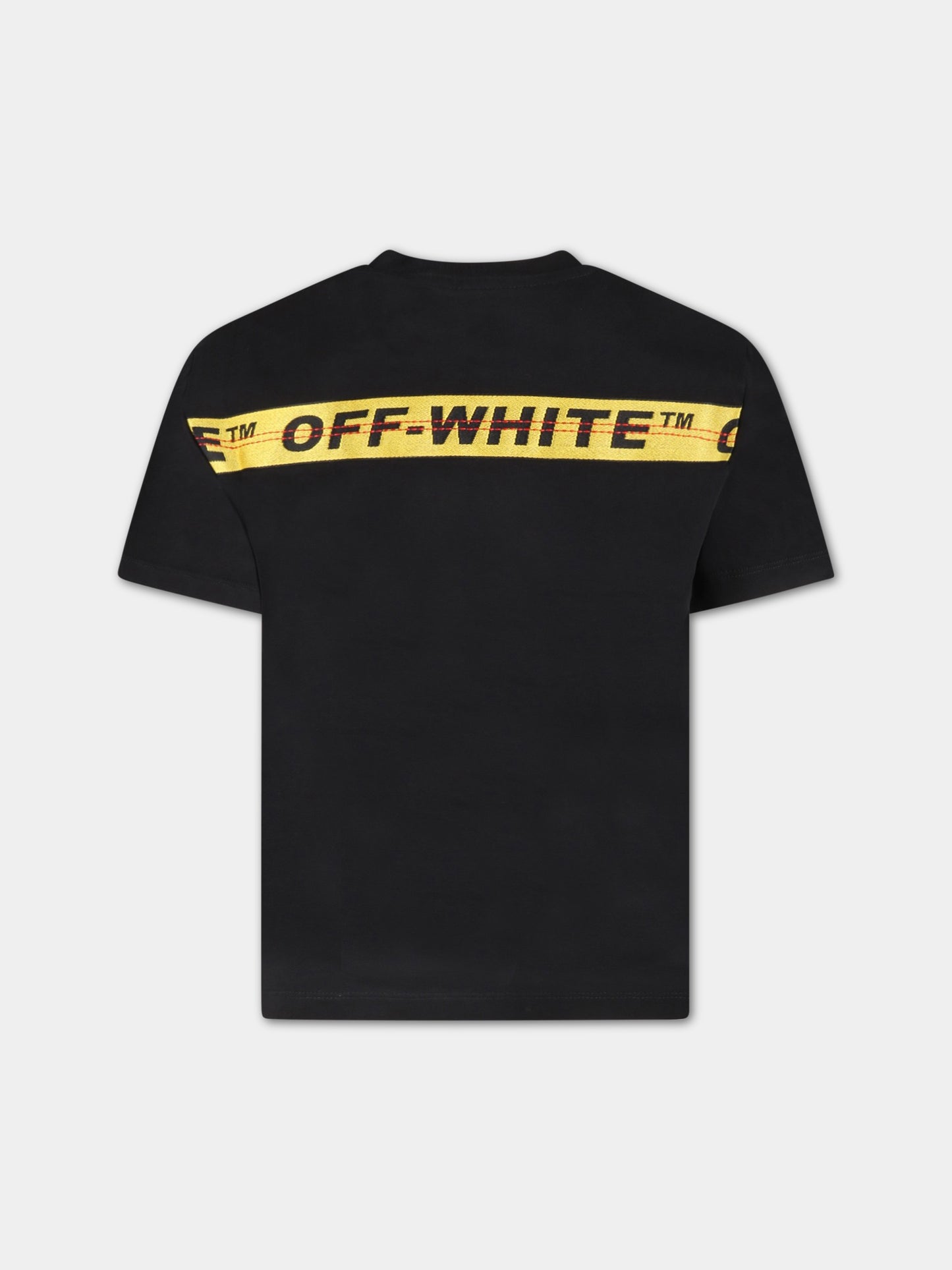 T-shirt nera per bambini con logo bianco,Off White,OBAA005C99JER0011018