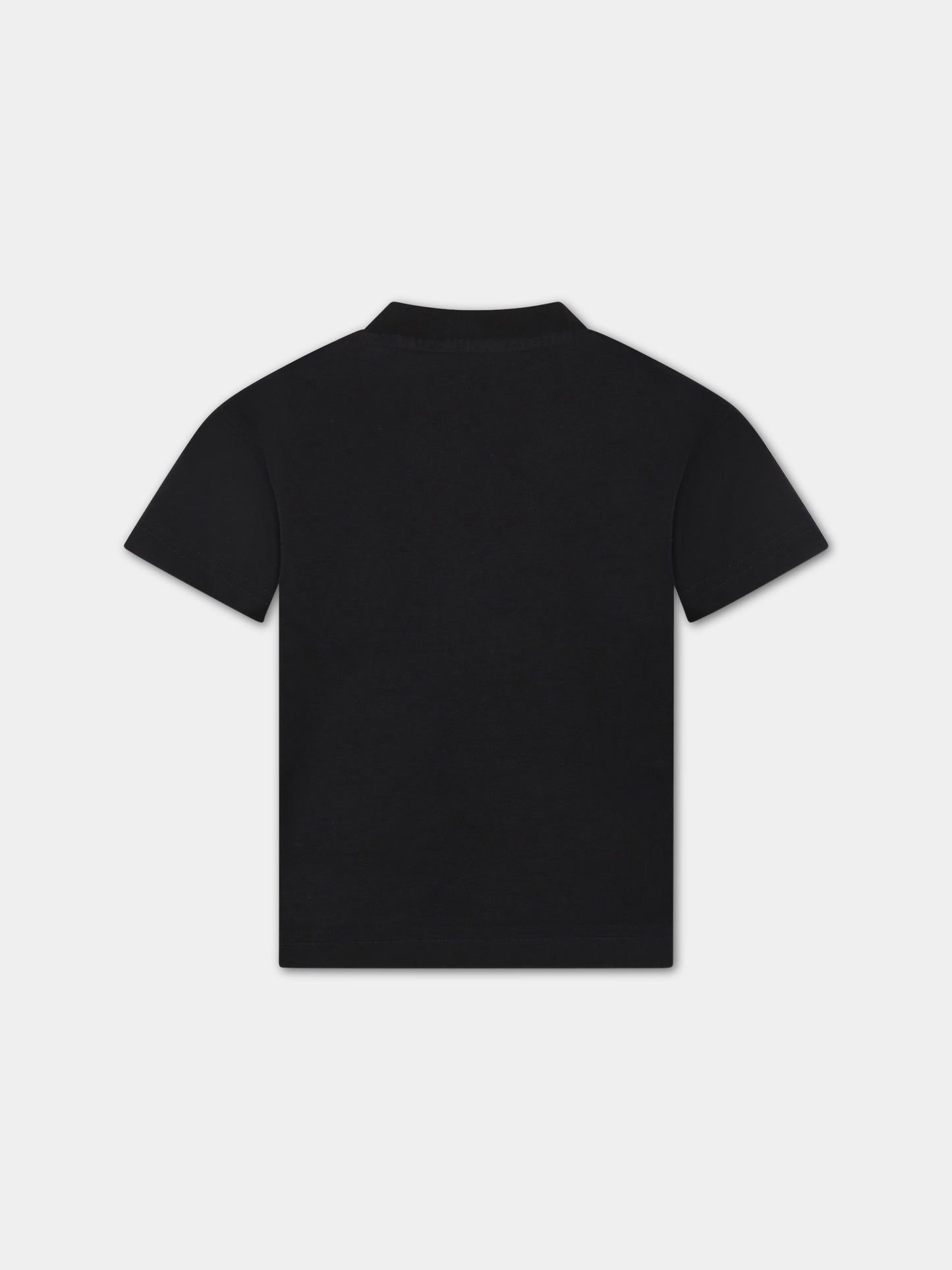 T-shirt nera per bambino con logo bianco e orso,Palm Angels,PBAA001S23JER0031043