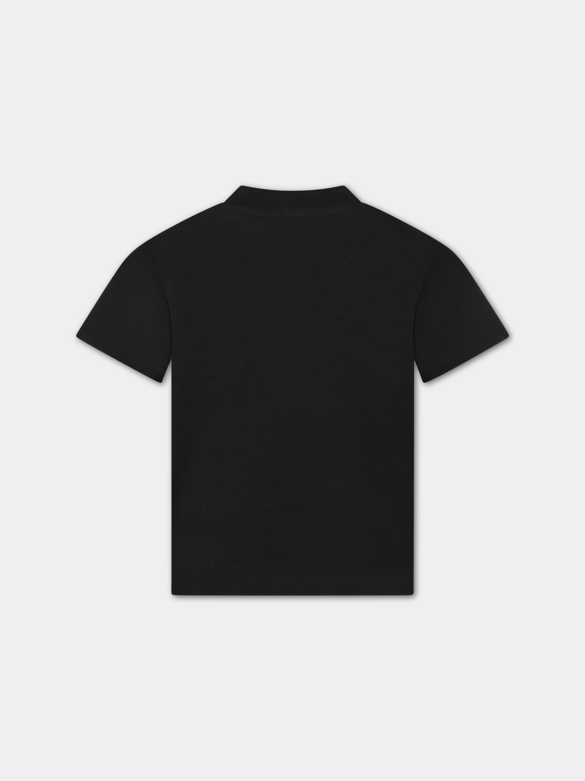 T-shirt nera per bambino con logo bianco e orso,Palm Angels,PBAA001S23JER0031043