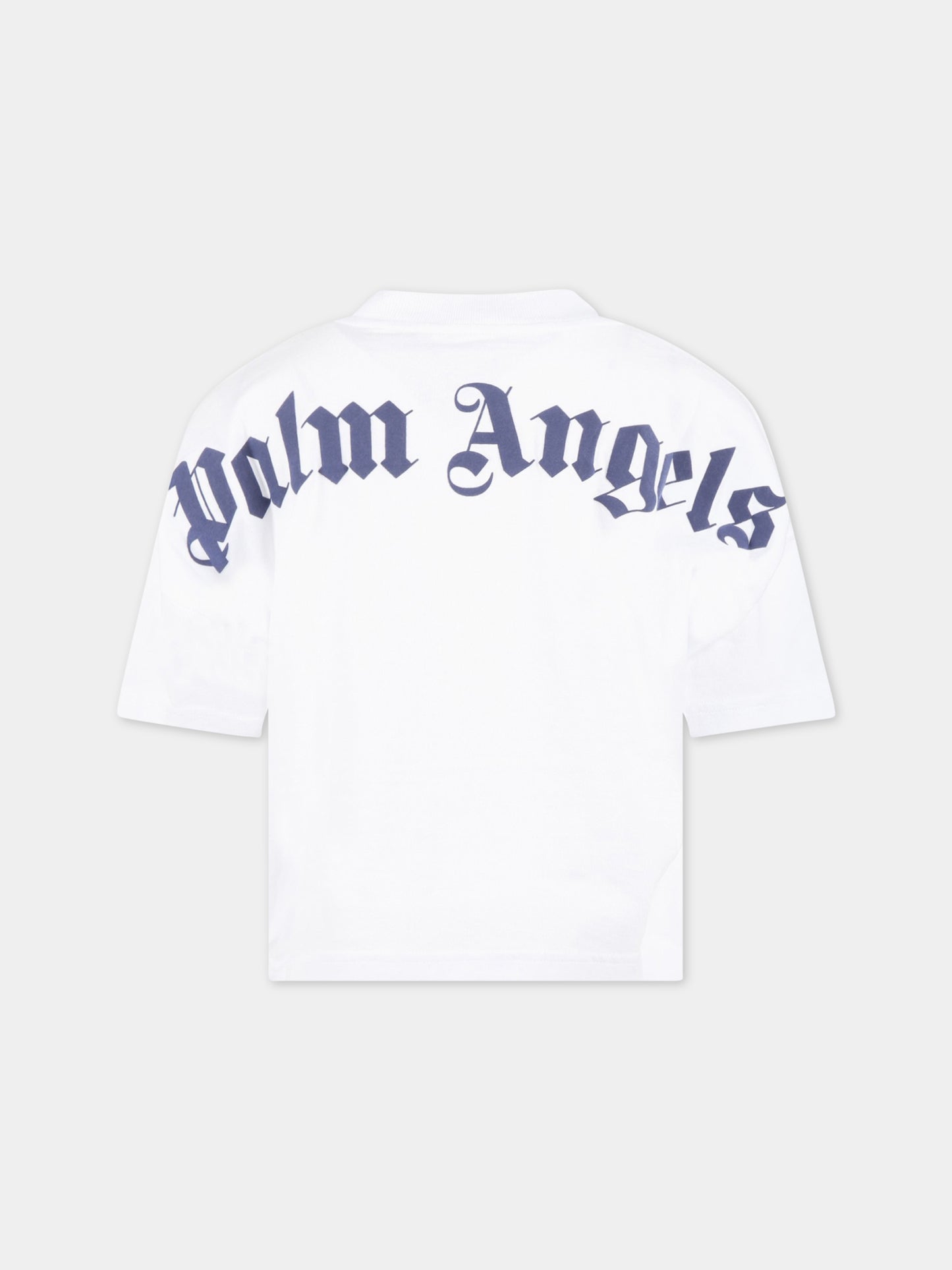 T-shirt bianca per bambino con logo blu,Palm Angels,PBAA002C99JER0010146