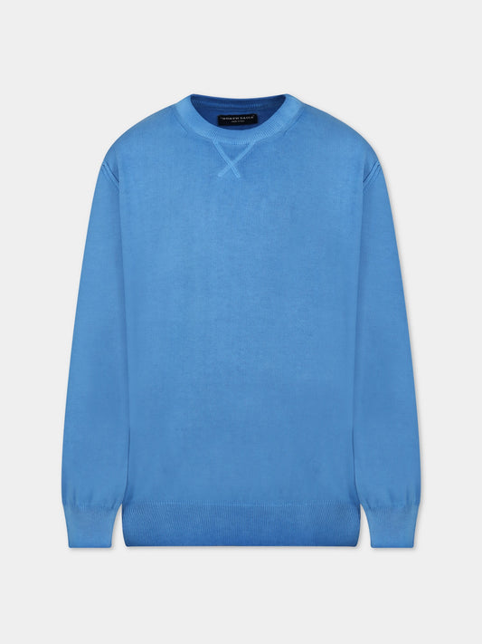 Maglione azzurro per bambino con logo,North Sails,796162 000 0760