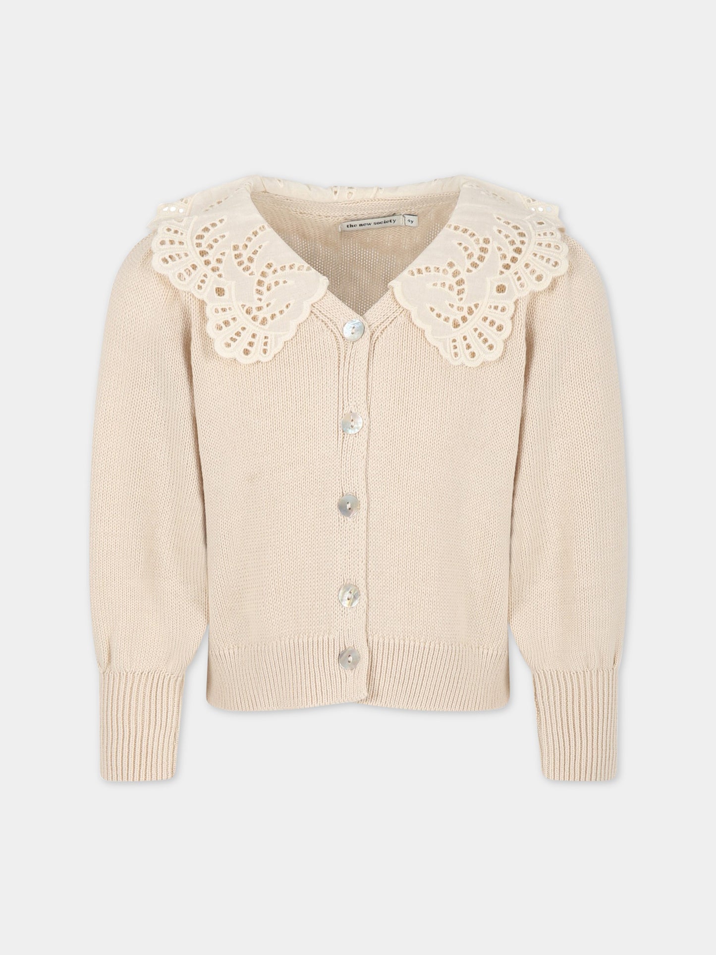 Cardigan avorio per bambina,The New Society,S23 K KN011 VENERA