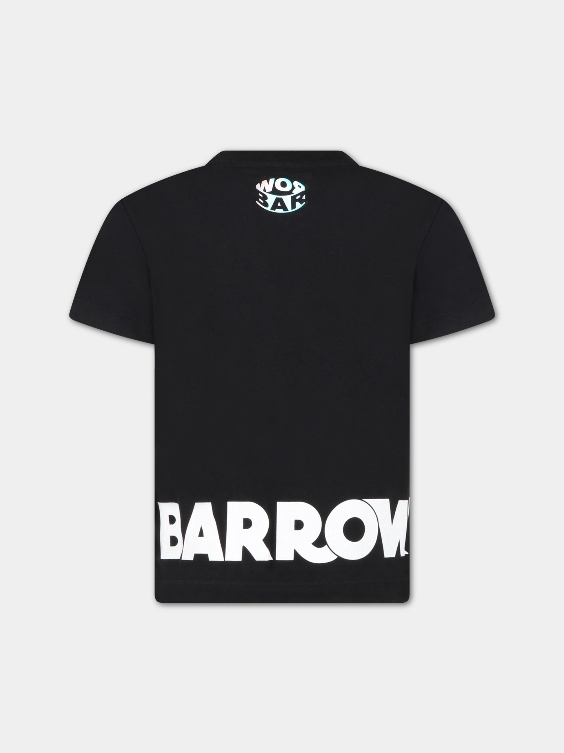 T-shirt nera per bambino con logo bianco,Barrow,033045 110