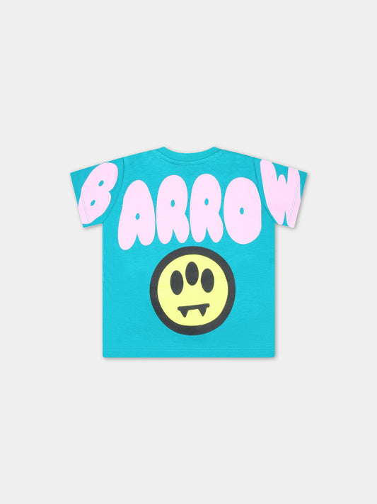 T-shirt verde per neonata con logo rosa e smile,Barrow,033119 923
