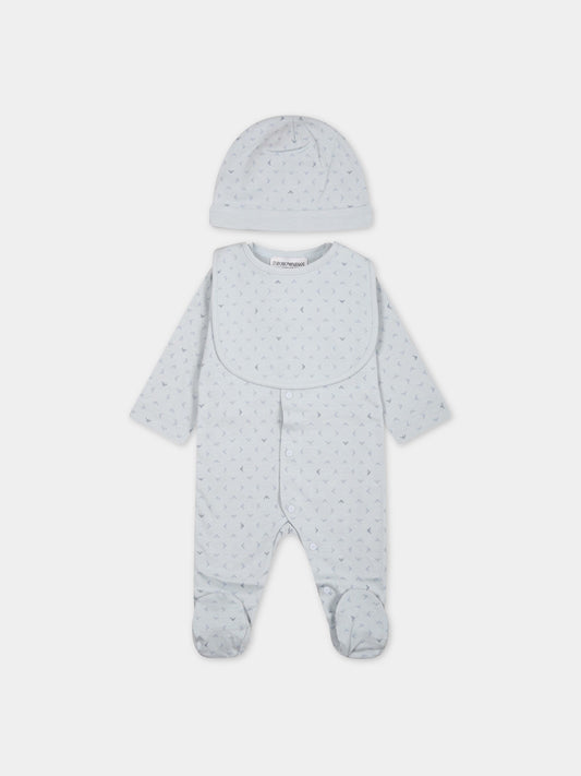Set per neonato celeste con logo,Armani Junior,8NNV47 NJ05Z F705