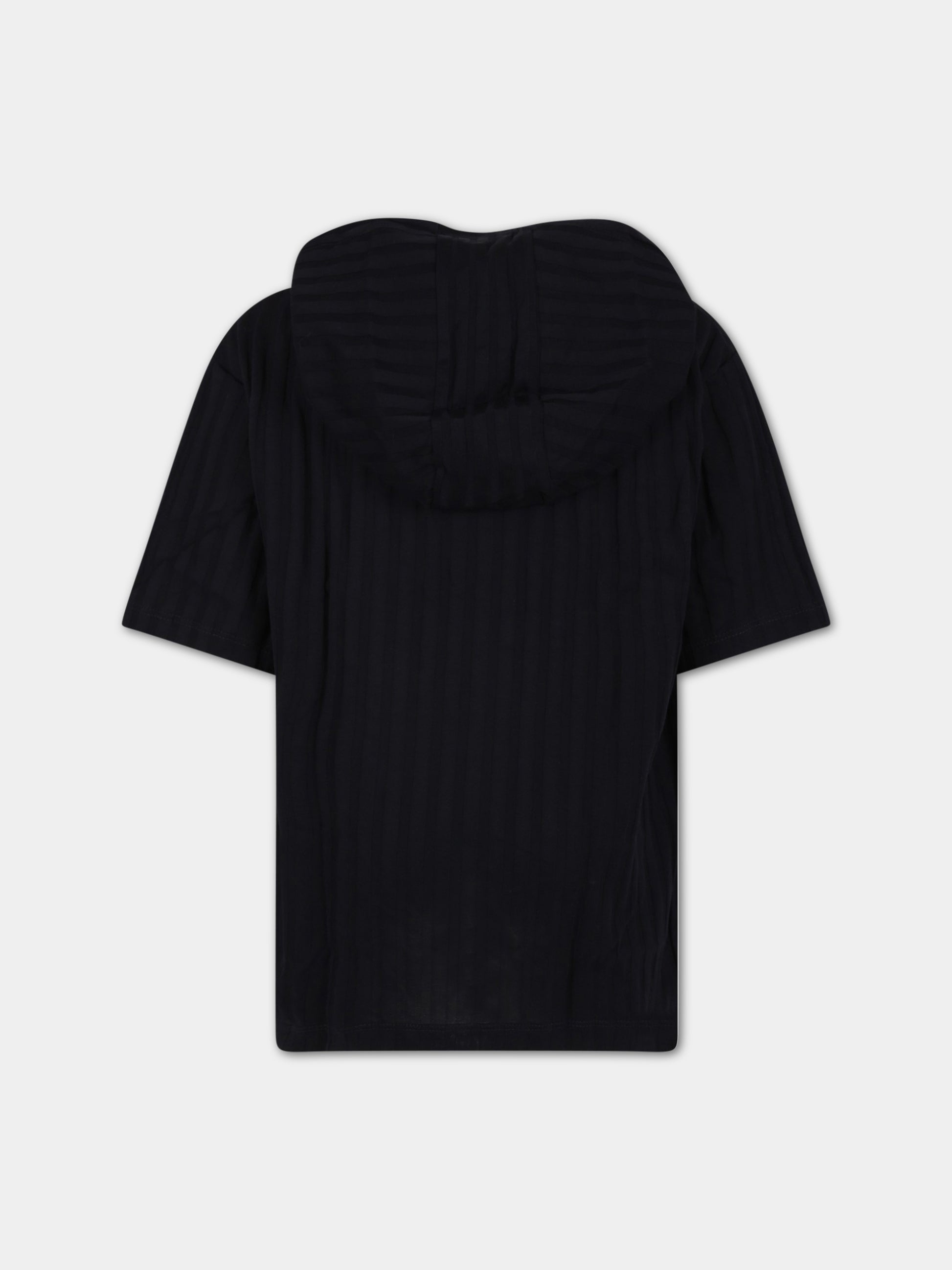 T-shirt nera per bambina con iconico aquilotto,Armani Junior,3R4TT8 1JGYZ 09J2