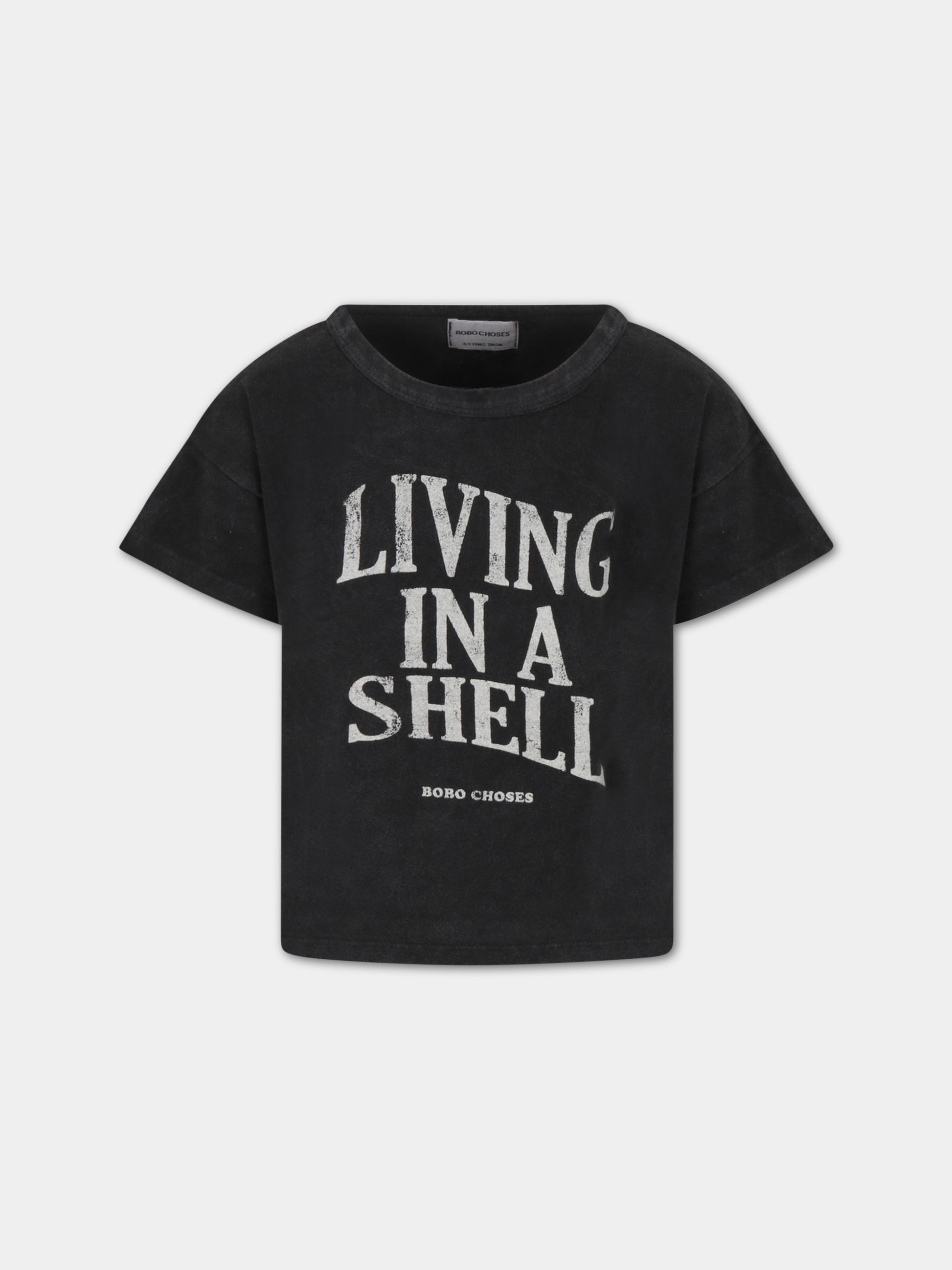 T-shirt grigia per bambino con scritta bianca,Bobo Choses,123AC002