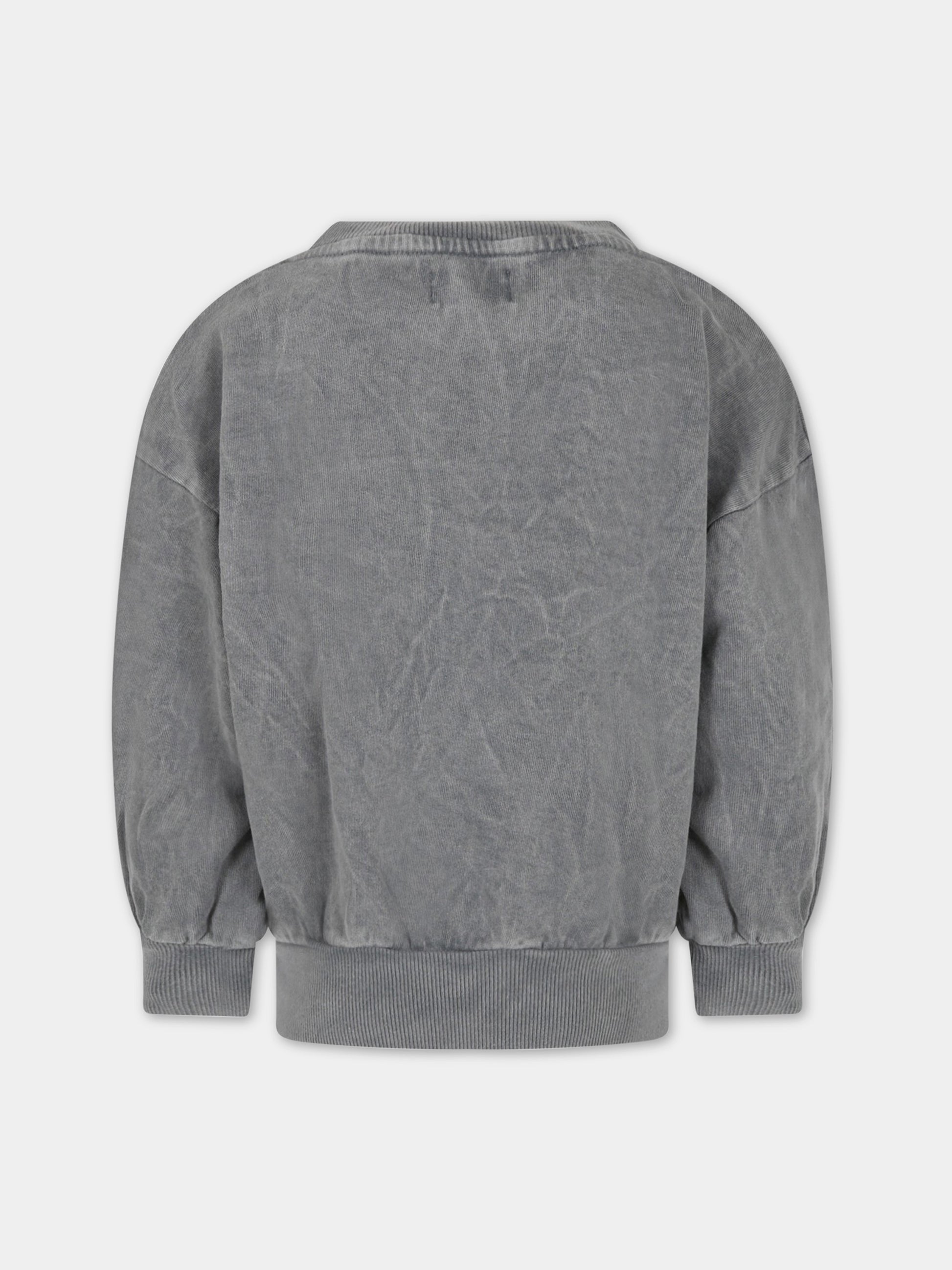 Felpa grigia per bambino con calamaro e logo,Bobo Choses,123AC041