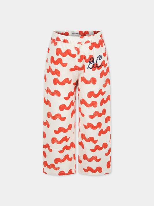 Pantaloni avorio per bambino con onde rosse,Bobo Choses,123AC094